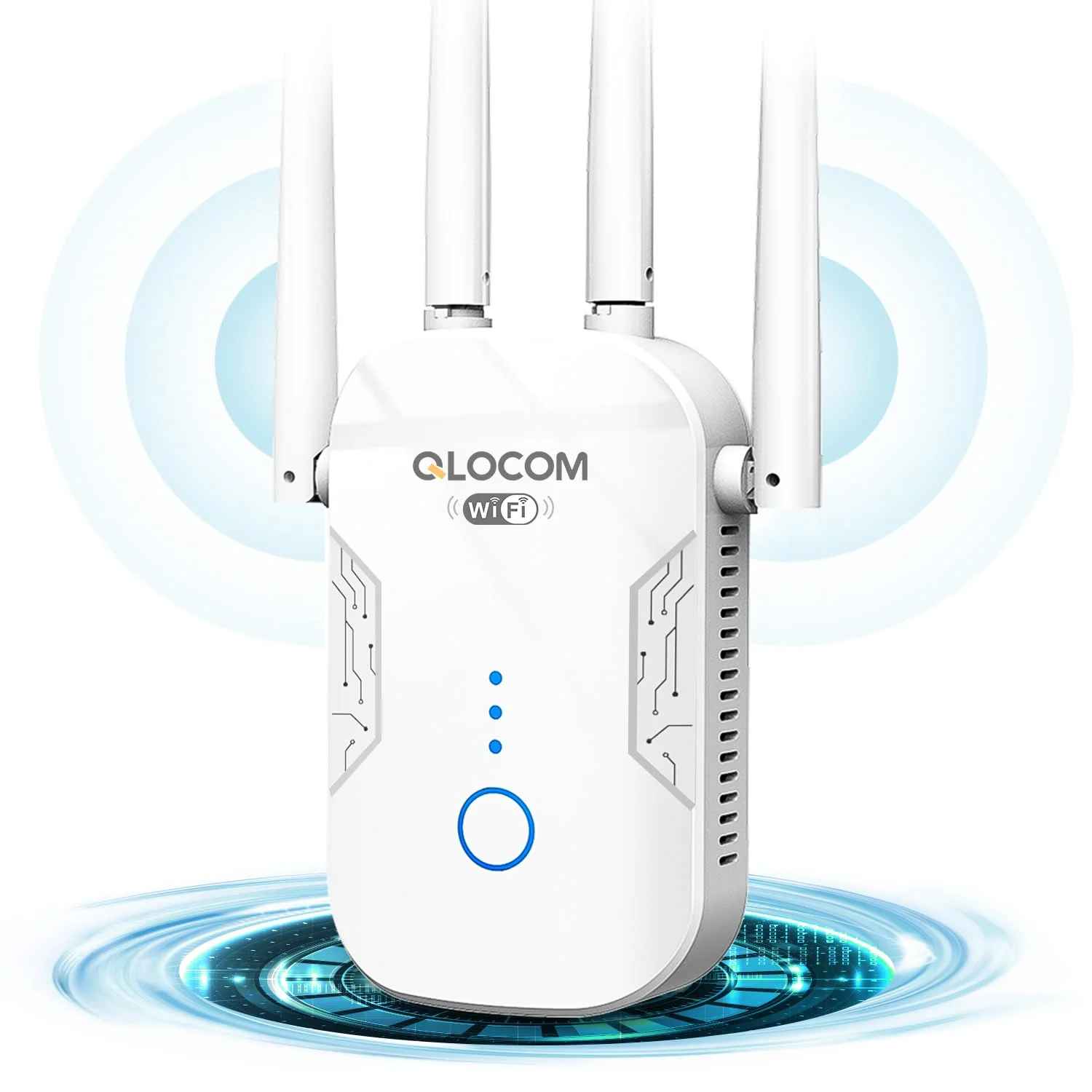 QLOCOM 2025 Neuestes WLAN Verstärker WLAN Repeater 1200Mbit/s, WiFi Internet Verstärker Dualband 5GHz & 2.4GHz mit WPS, WiFi Booster Kompatibel Allen WLAN Geräten