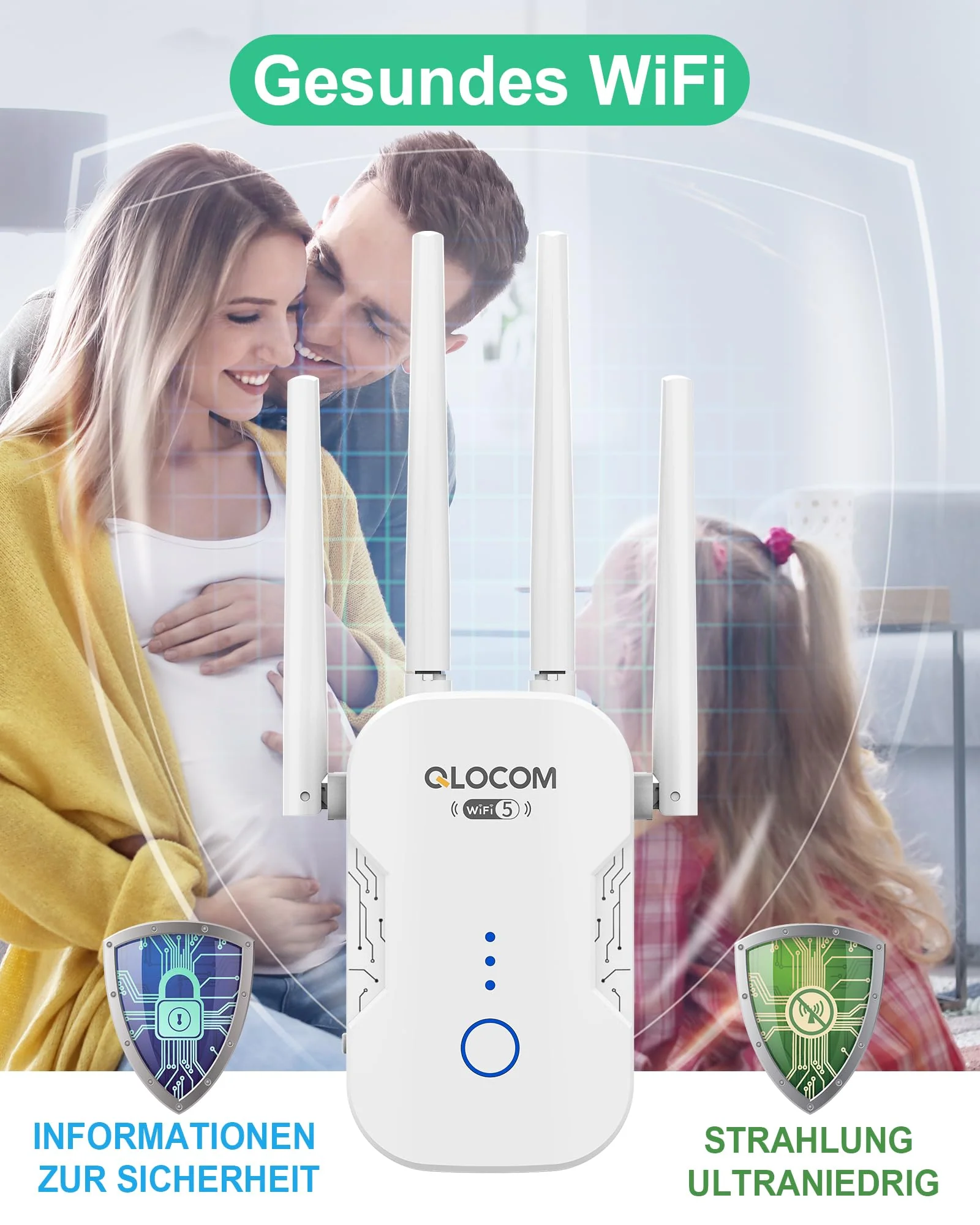 QLOCOM 2025 Neuestes WLAN Verstärker WLAN Repeater 1200Mbit/s, WiFi Internet Verstärker Dualband 5GHz & 2.4GHz mit WPS, WiFi Booster Kompatibel Allen WLAN Geräten - Image 4