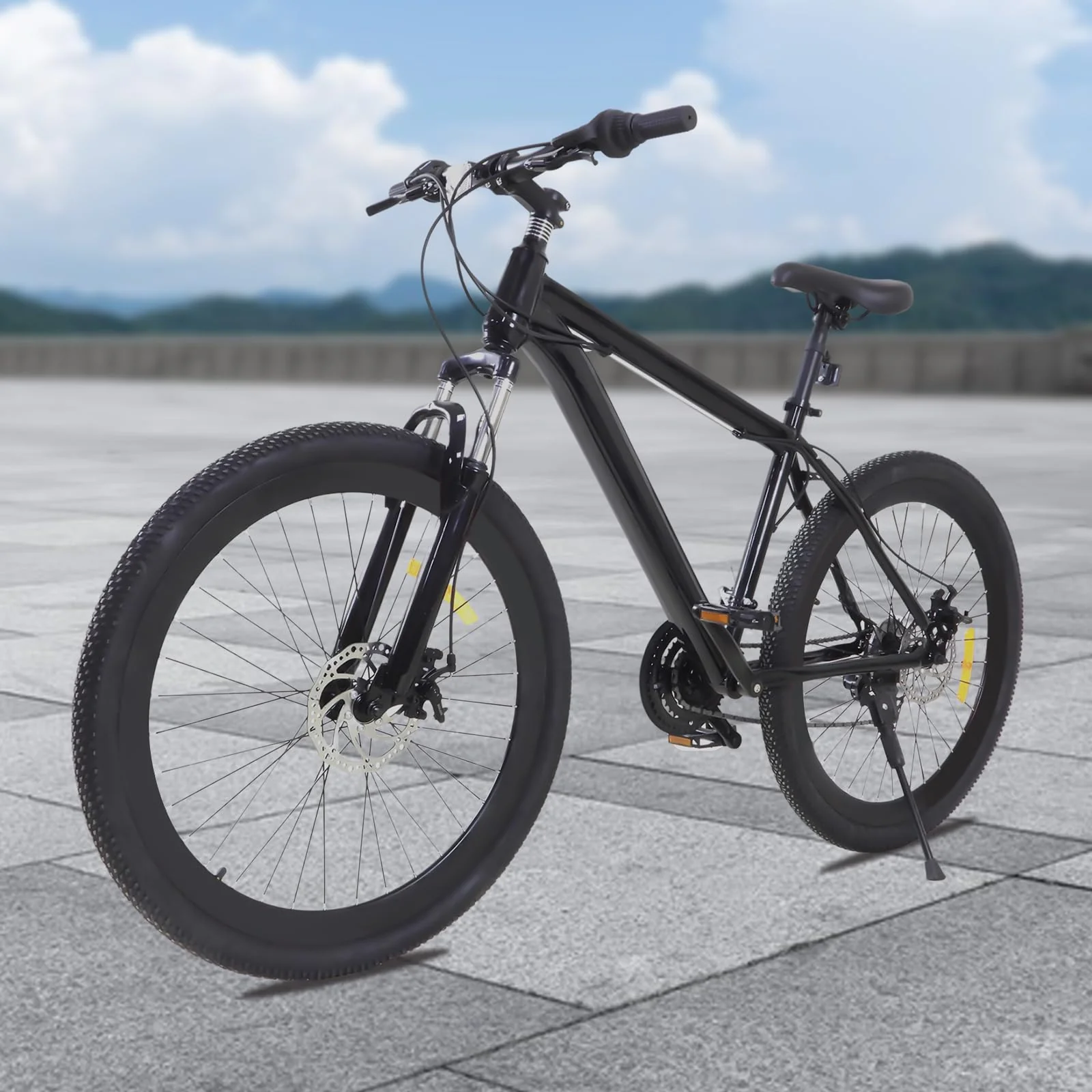 Queeucaer 26" MTB Mountain-Bike,26 Zoll Fahrrad,Rad Vollfederung Mountain,21 Gang Fahrräder,Rennrad Bike Mountainbike Jugendfahrrad, Große Fußstütze, Schwarz, Geeignete Höhe165-185cm - Image 7