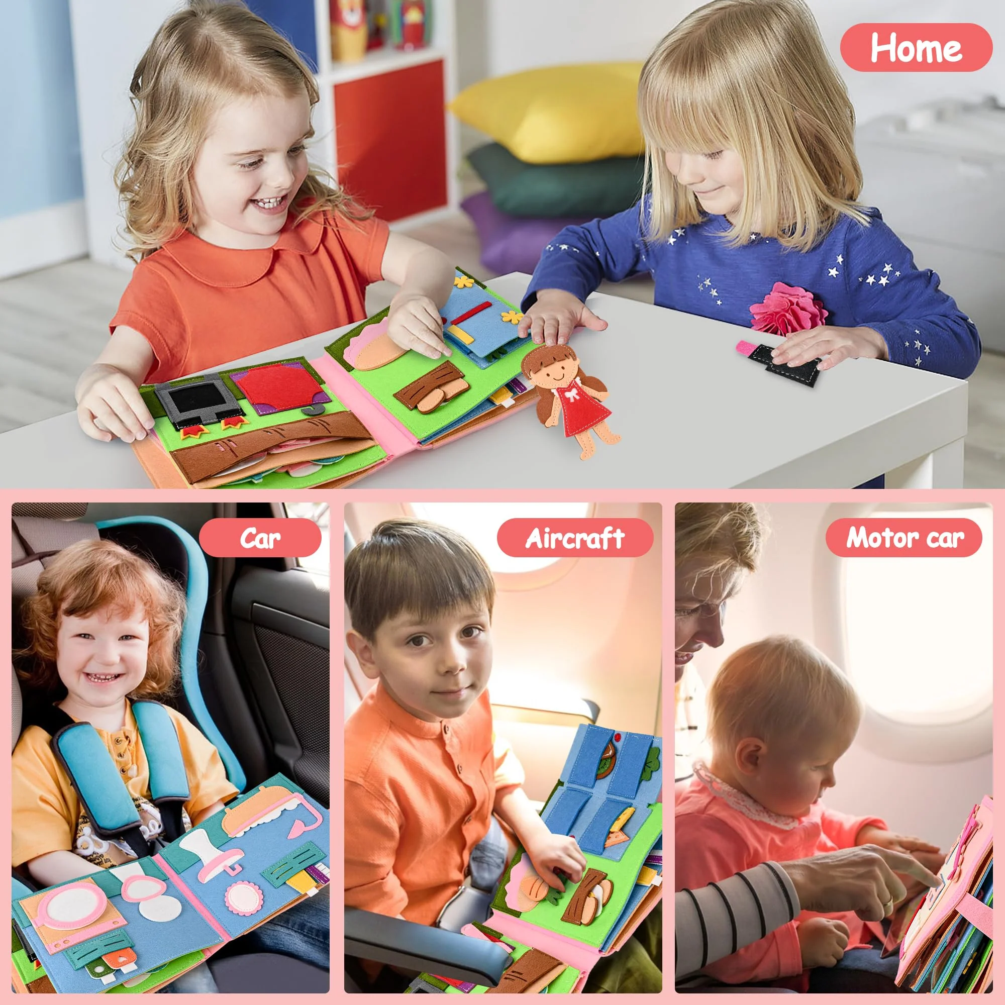 Quiet Book 2 Jahre | Babybücher aus Weichem Stoff Früh Lernen Lebenskompetenzen Lernspielzeug 3D Filz ab 1-6 Jahr Geschenk für Mädchen Jungen - Image 2