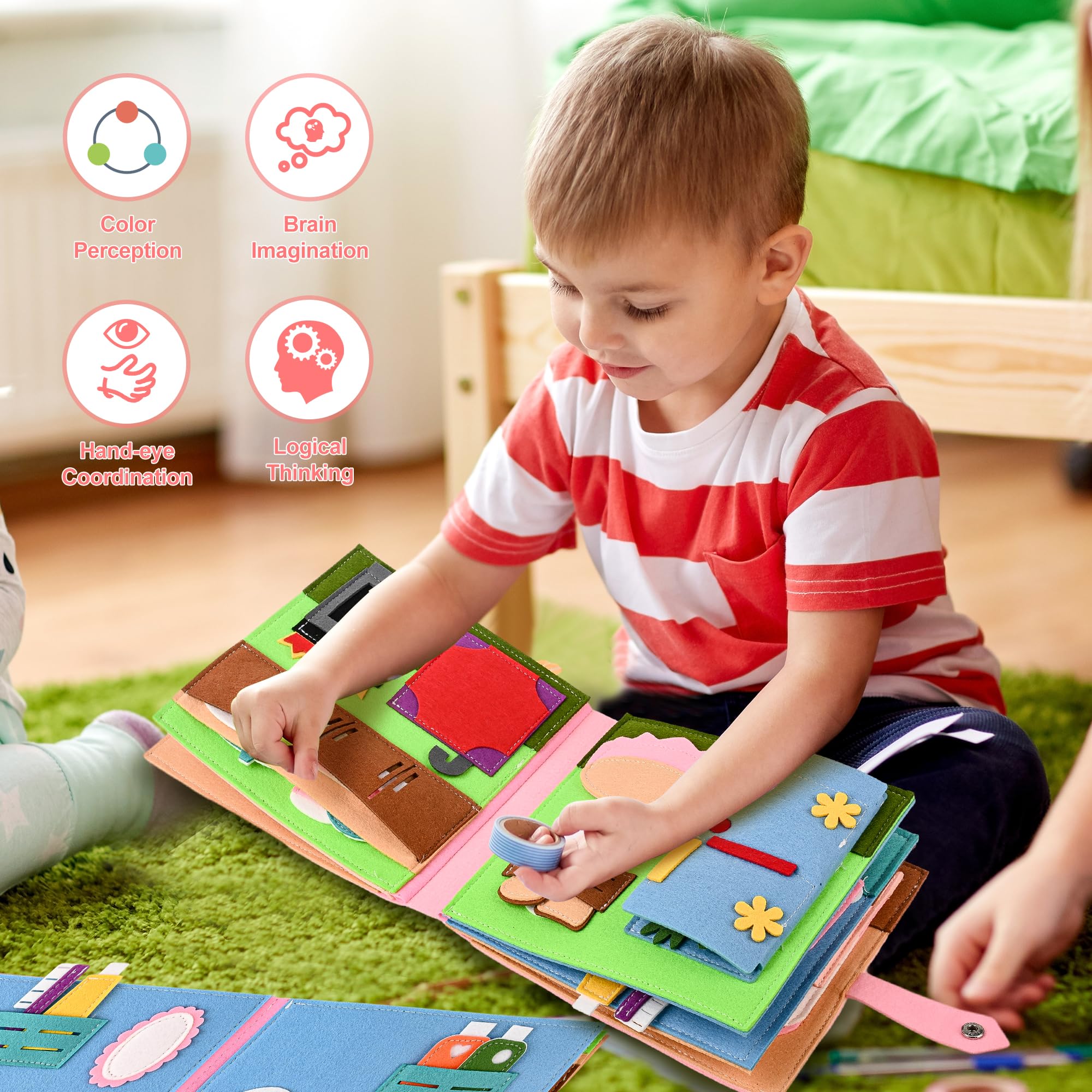 Quiet Book 2 Jahre | Babybücher aus Weichem Stoff Früh Lernen Lebenskompetenzen Lernspielzeug 3D Filz ab 1-6 Jahr Geschenk für Mädchen Jungen - Image 3