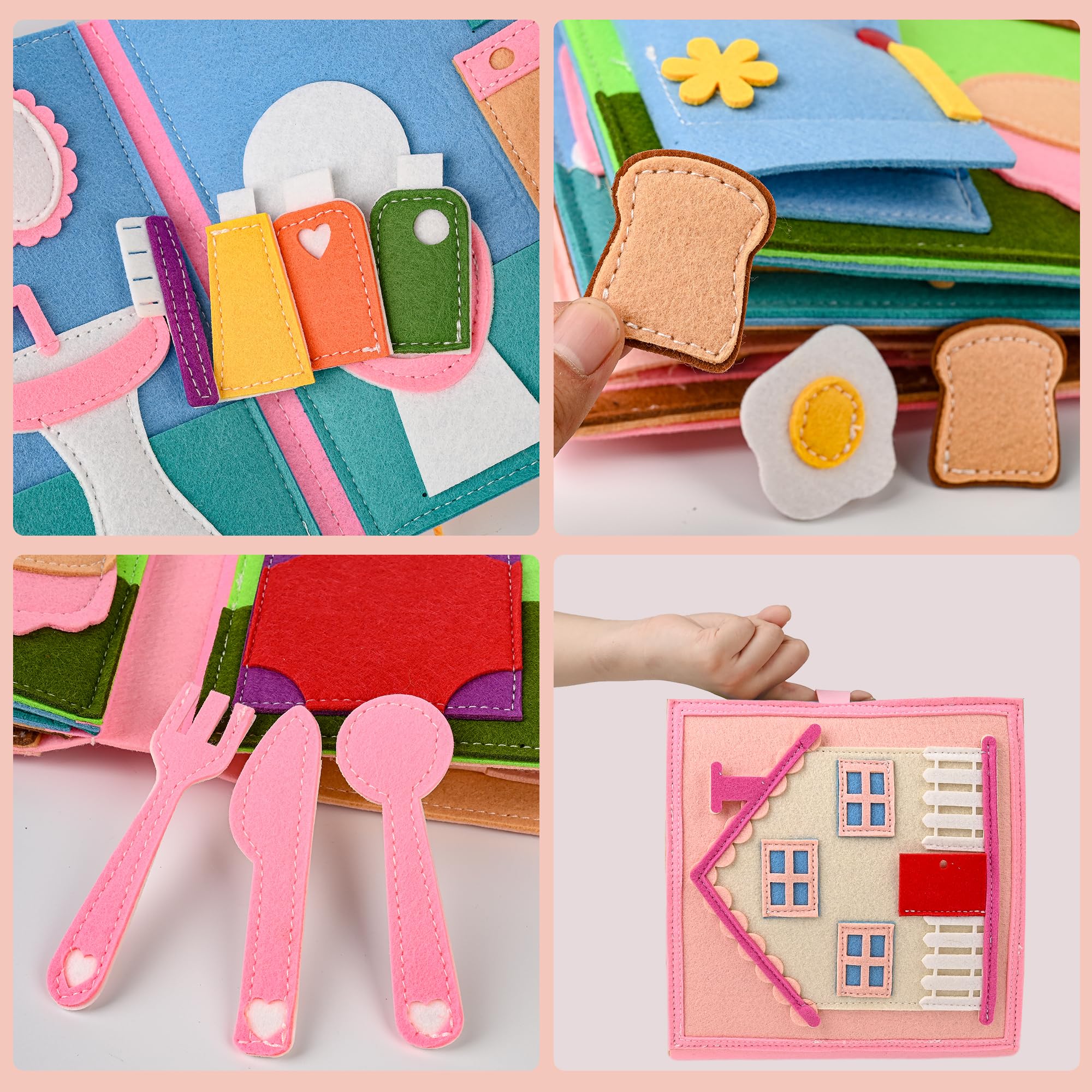 Quiet Book 2 Jahre | Babybücher aus Weichem Stoff Früh Lernen Lebenskompetenzen Lernspielzeug 3D Filz ab 1-6 Jahr Geschenk für Mädchen Jungen - Image 6
