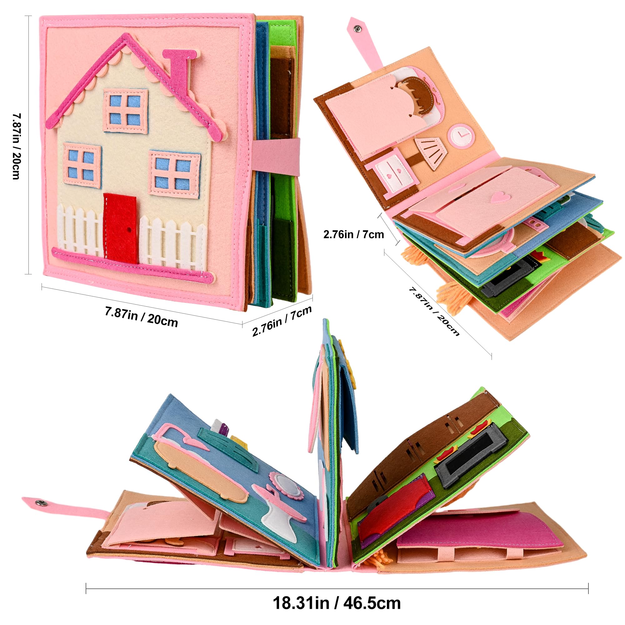 Quiet Book 2 Jahre | Babybücher aus Weichem Stoff Früh Lernen Lebenskompetenzen Lernspielzeug 3D Filz ab 1-6 Jahr Geschenk für Mädchen Jungen - Image 7
