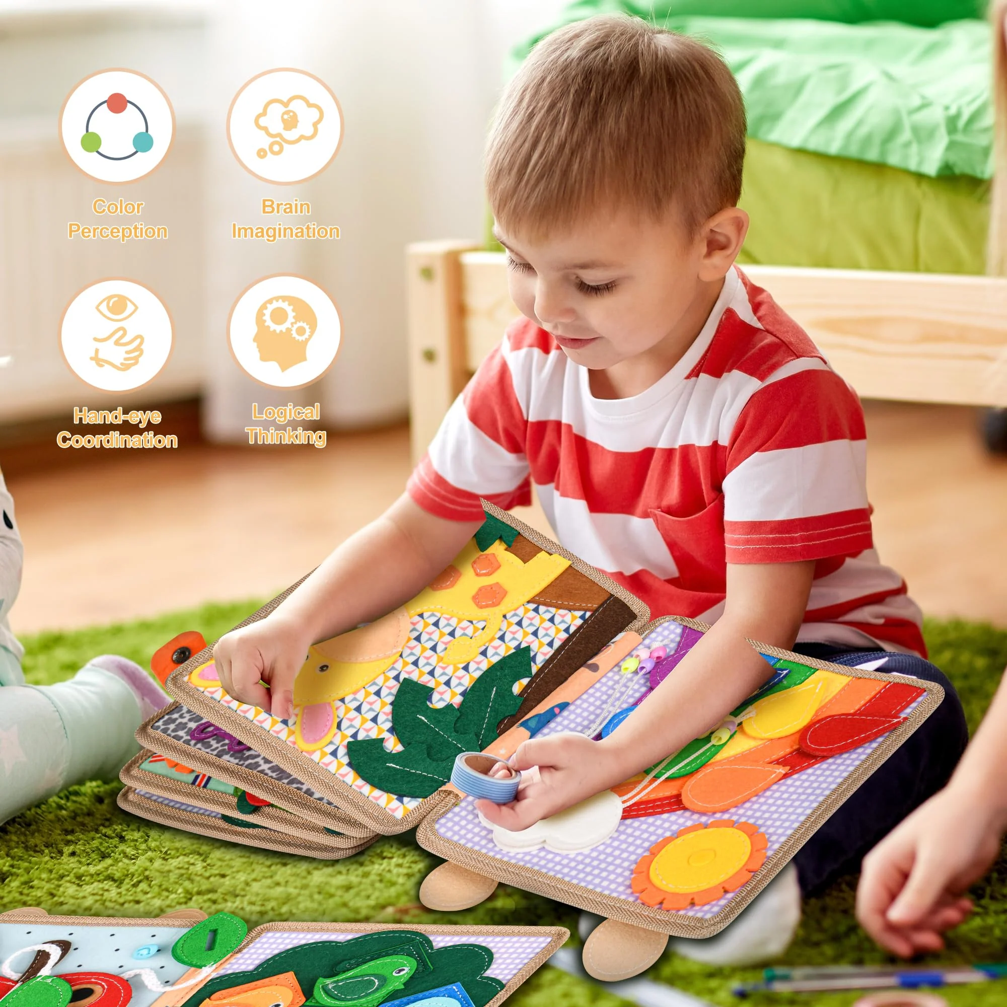 Quiet Book 2 Jahre,Stille Buch aus Weichem Filz für frühe Bildung,Feinmotorik,Busy Board Montessori Spielzeug Ab 2 3 4 5 6 Jahre Junge Mädchen Geschenk Activity Board Baby Sensorik Spielzeug - Image 2