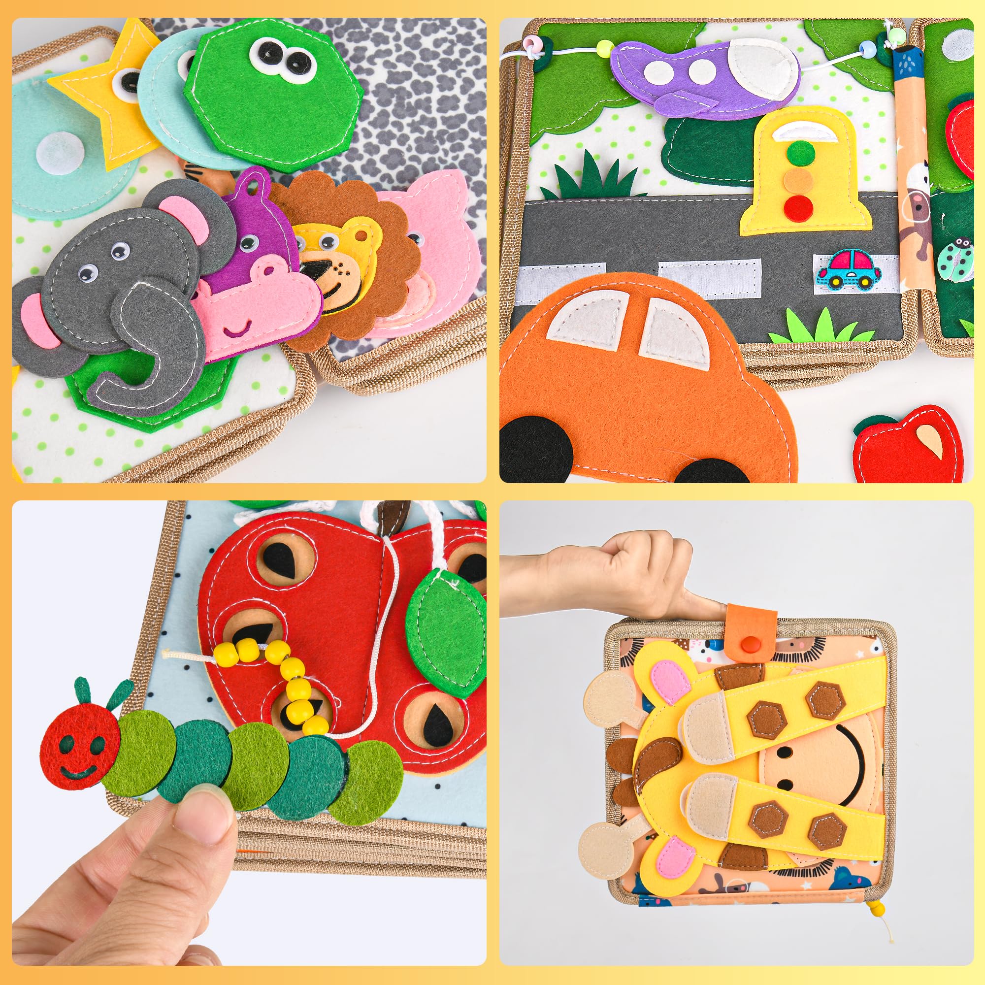 Quiet Book 2 Jahre,Stille Buch aus Weichem Filz für frühe Bildung,Feinmotorik,Busy Board Montessori Spielzeug Ab 2 3 4 5 6 Jahre Junge Mädchen Geschenk Activity Board Baby Sensorik Spielzeug - Image 4