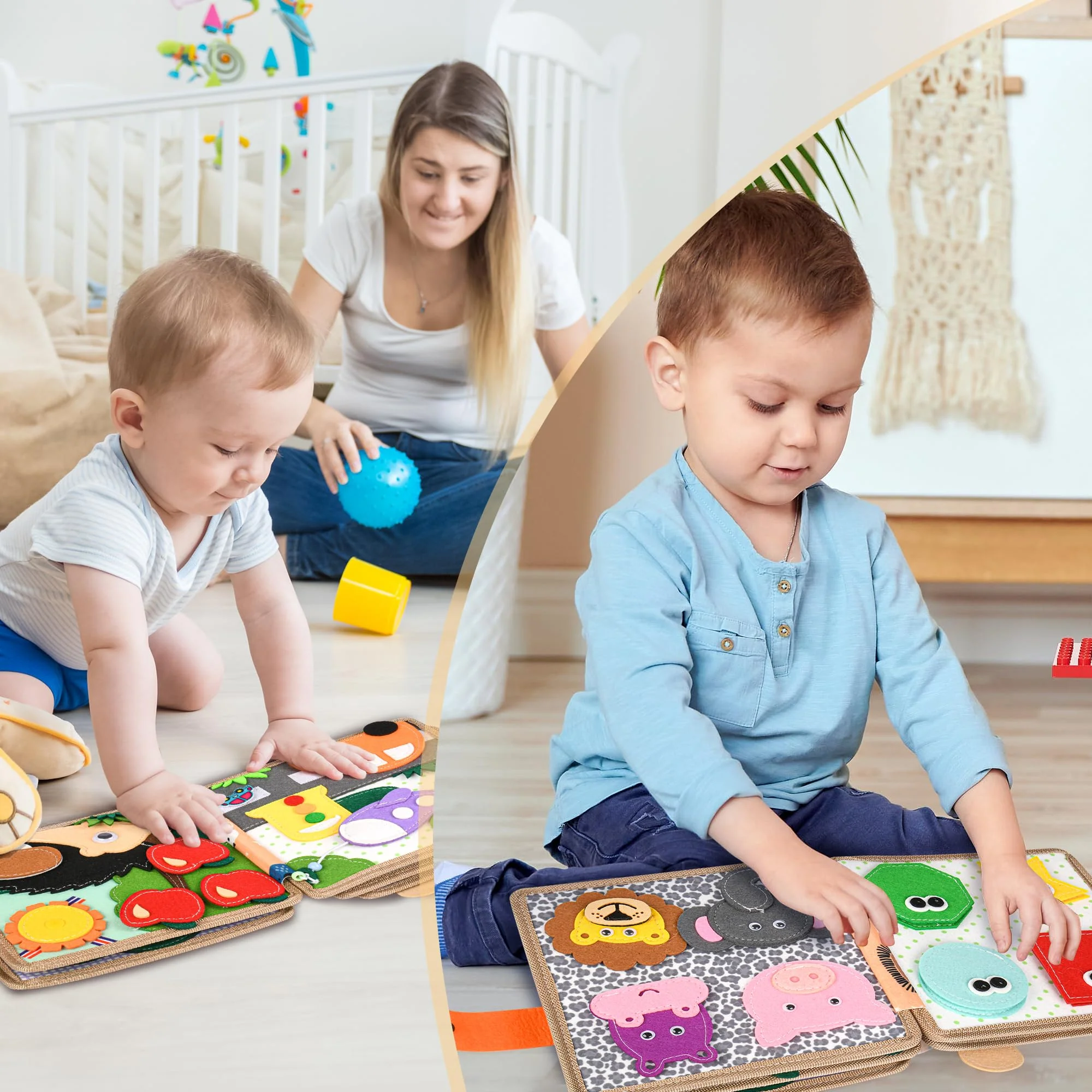 Quiet Book 2 Jahre,Stille Buch aus Weichem Filz für frühe Bildung,Feinmotorik,Busy Board Montessori Spielzeug Ab 2 3 4 5 6 Jahre Junge Mädchen Geschenk Activity Board Baby Sensorik Spielzeug - Image 6