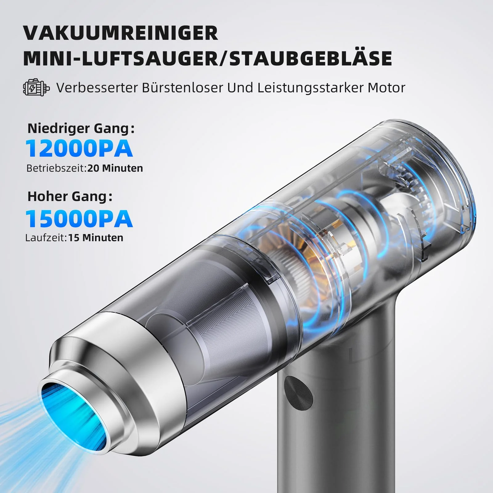 Quilted Northern Handstaubsauger, 15000Pa Akku Handstaubsauger USB-C Wiederaufladbarer, Mini Staubsauger mit Bürstenlosem Motor, Handstaubsauger Kabelloser Nass und Trocken für Auto und Küche - Image 7