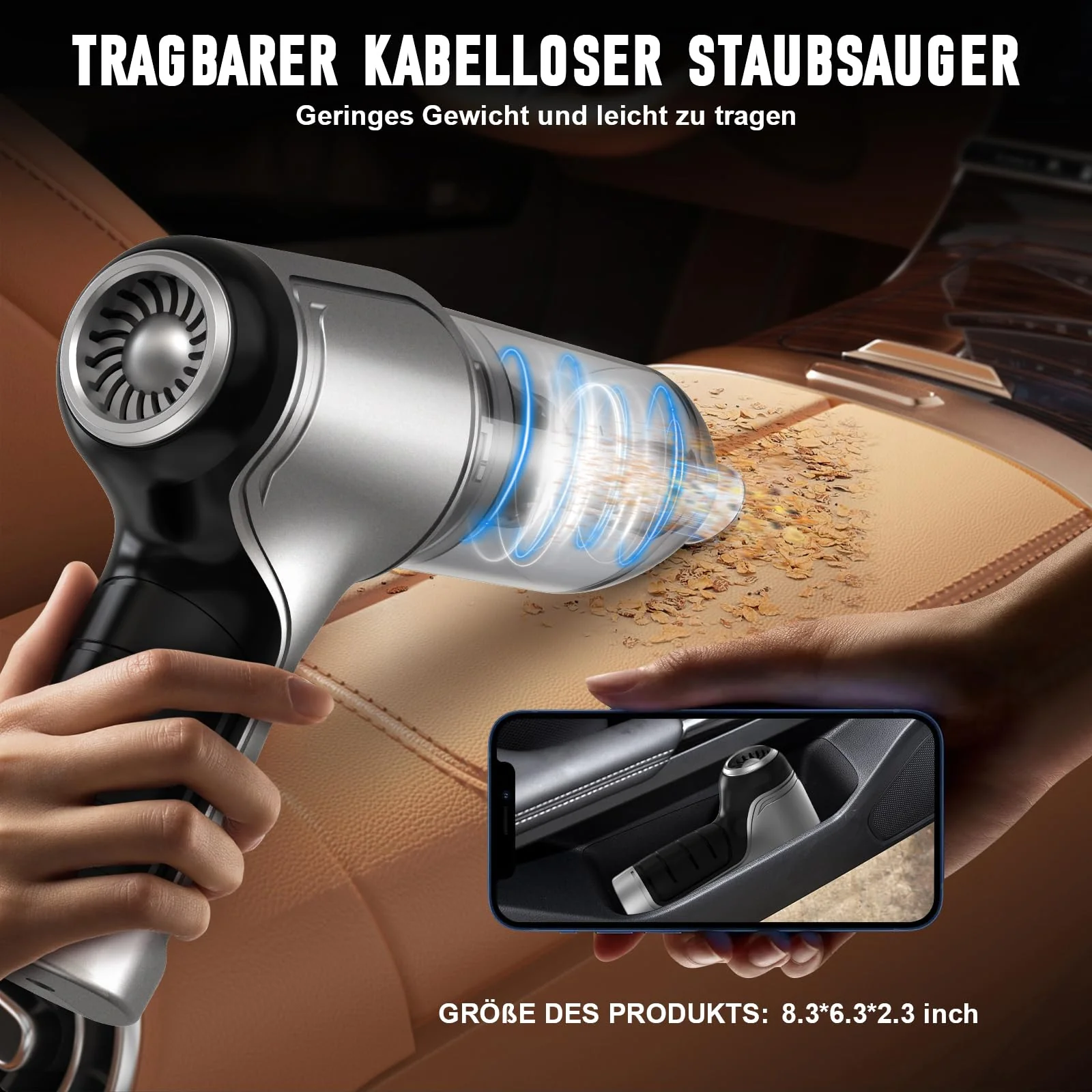Quilted Northern Handstaubsauger, 18000Pa USB aufladbar Mini Staubsauger, Multifunktionaler Staubsauger mit Mehreren Bürsten, Nass & Trocken Handsauger, für den Auto, Haus, Küche, Tierhaare - Image 7