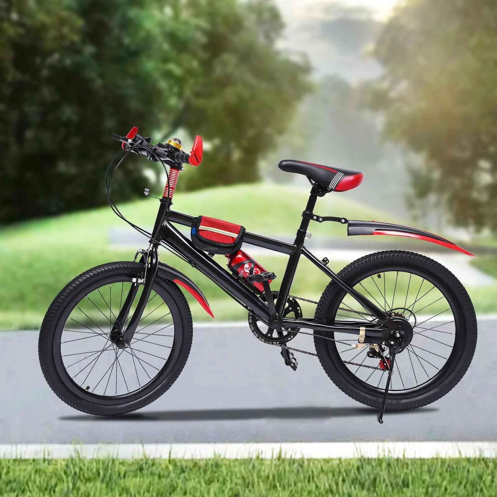 Quiltern Kinderfahrrad 20 Zoll,7 Gang Mountainbike mit Doppelscheibenbremsen Jungen- und Mädchenfahrräder eignen Sich Doppelscheibenbremse Fahrrad für Mädchen Jungen (Rot) - Image 7