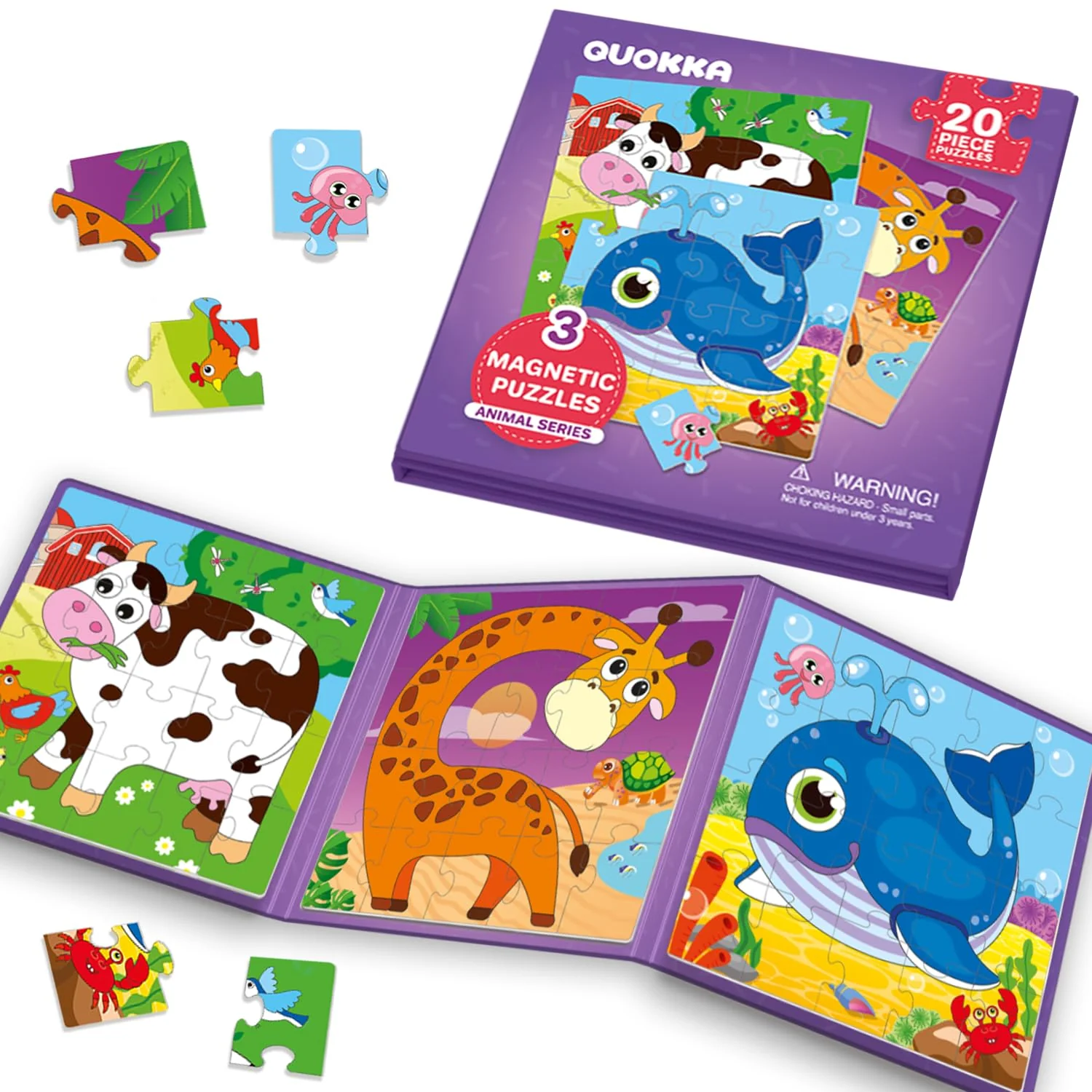 QUOKKA Magnetspiel ab 2 3 Jahre - 20-Teilige Puzzle ab 2 Jahre - Reisespiele Kinder ab 3 5 - Magnet Puzzle ab 3 Jahre - Beschäftigung Für Kinder Im Flugzeug - Lernmagnet-Geschenk für den Roadtrip