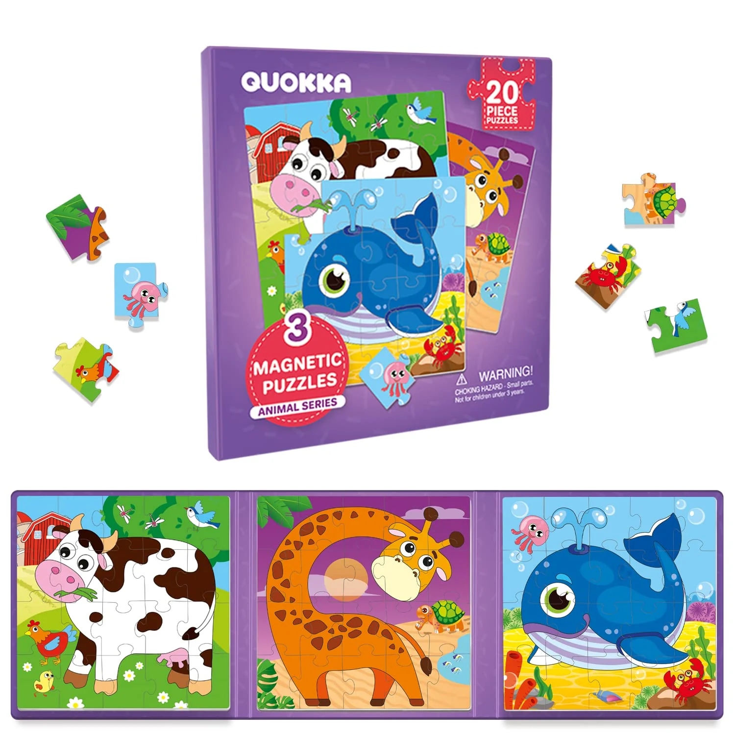 QUOKKA Magnetspiel ab 2 3 Jahre - 20-Teilige Puzzle ab 2 Jahre - Reisespiele Kinder ab 3 5 - Magnet Puzzle ab 3 Jahre - Beschäftigung Für Kinder Im Flugzeug - Lernmagnet-Geschenk für den Roadtrip - Image 2