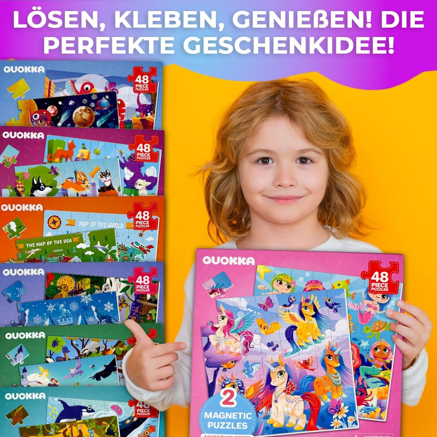 QUOKKA Magnetspiel ab 3 4 Jahre - 48-Teilige Puzzle Beschäftigung Für Kinder Im Flugzeug & Autofahrt - Einhörner Meerjungfrau Reisespiele Kinder ab 4 5 6 - Spielzeug für Jungen und Mädchen - Image 4