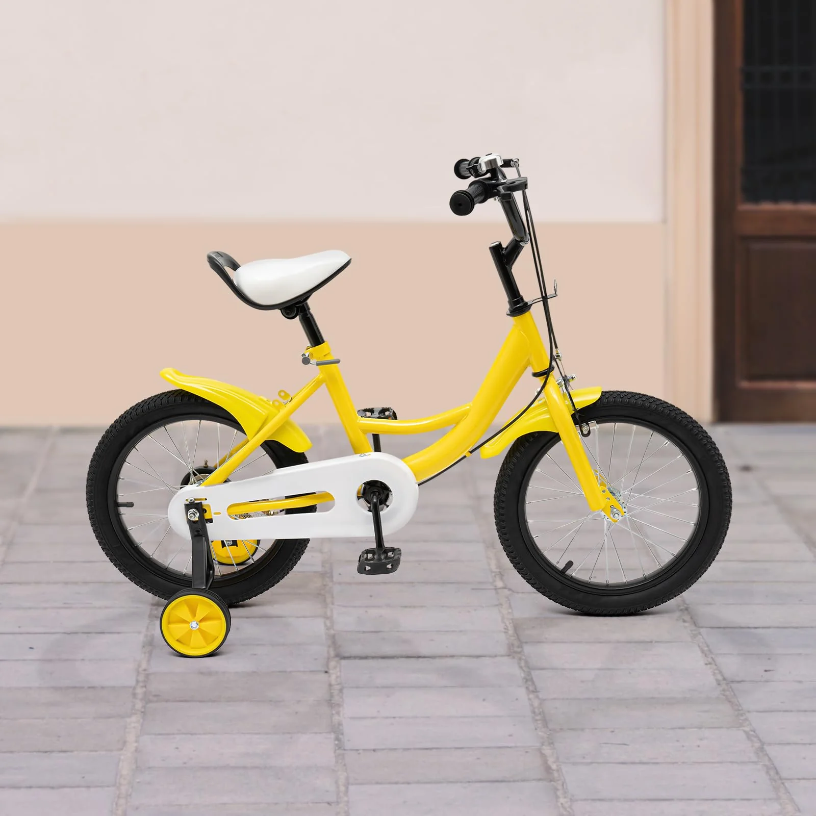 Qussse 16 Kinderfahrrad für Jungen Mädchen Kinder, Fahrrad ab 4-8 Jahre mit Hilfsrad Rad Bike Kinder Fahrräder Höhenverstellbar Kinderfahrräder (Gelb) - Image 7