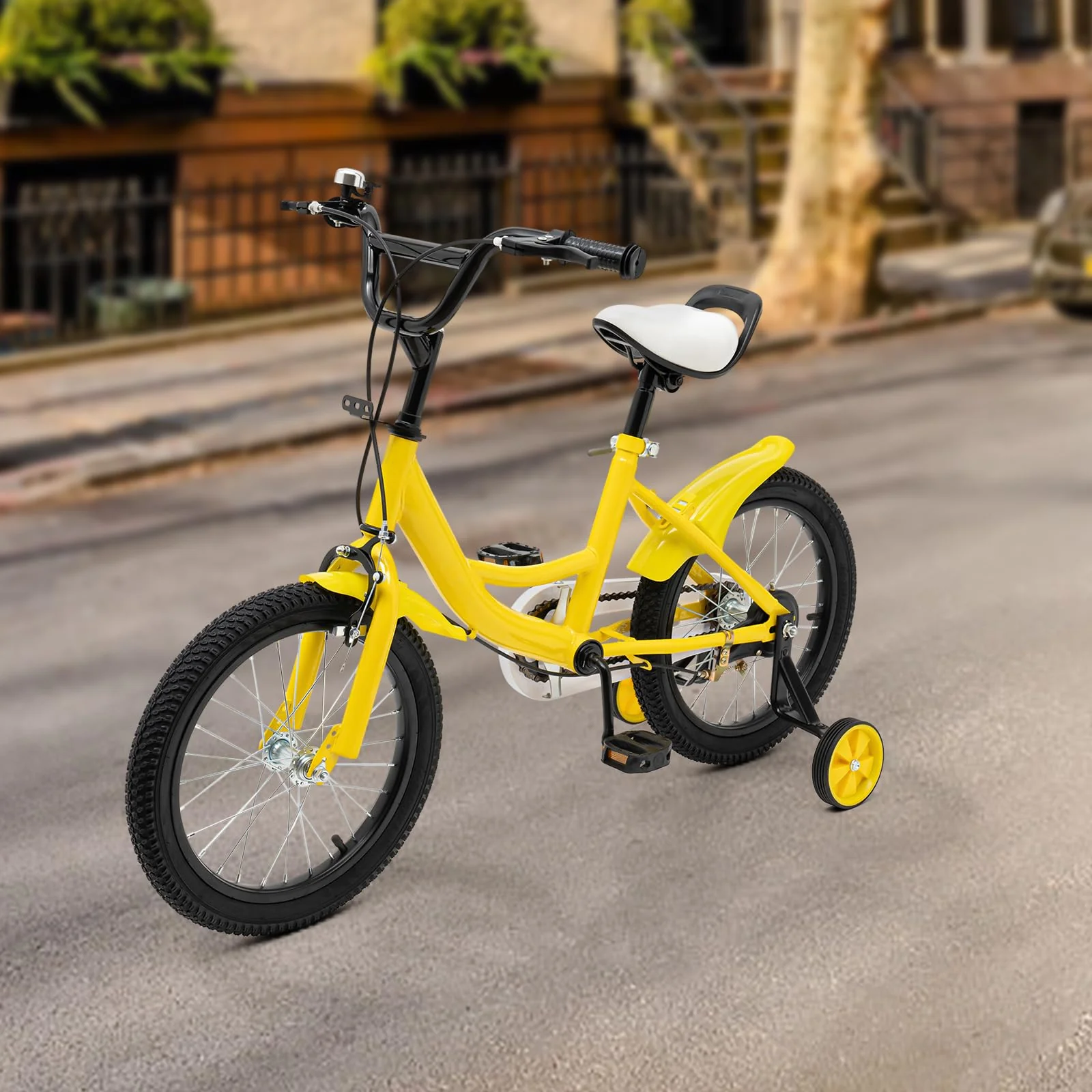 Qussse 16 Kinderfahrrad für Jungen Mädchen Kinder, Fahrrad ab 4-8 Jahre mit Hilfsrad Rad Bike Kinder Fahrräder Höhenverstellbar Kinderfahrräder (Gelb) - Image 8