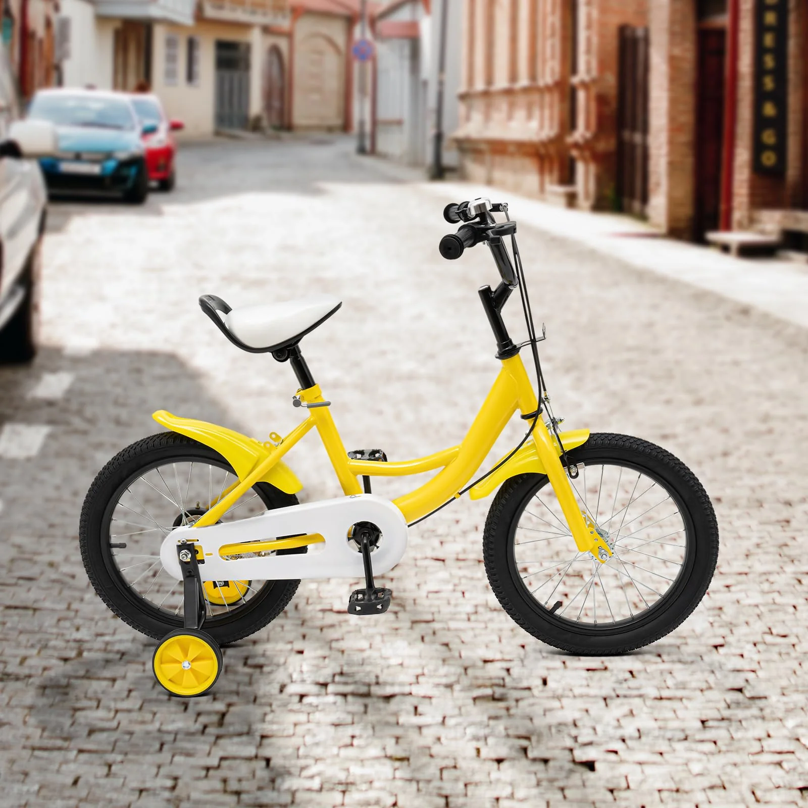 Qussse 16 Kinderfahrrad für Jungen Mädchen Kinder, Fahrrad ab 4-8 Jahre mit Hilfsrad Rad Bike Kinder Fahrräder Höhenverstellbar Kinderfahrräder (Gelb) - Image 9