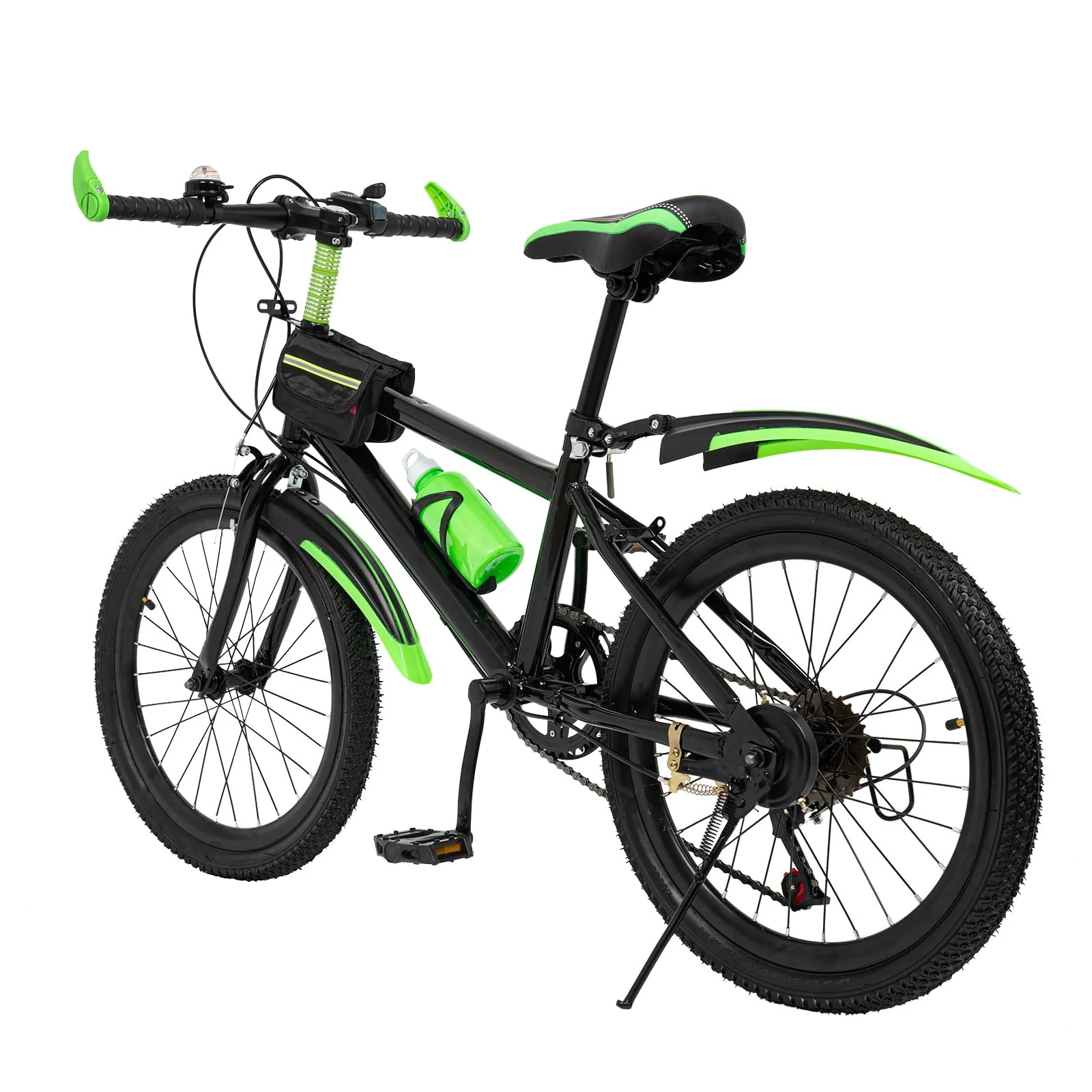 Qussse 20 Zoll Mountainbike,7 Gang Kinder Fahrrad Jungen Mädchen Mountainbike Kinderfahrrad MTB City Fahrrad Scheibenbremse Bike für Straßen, schlammige Straßen, Bergstraßen (Grün)