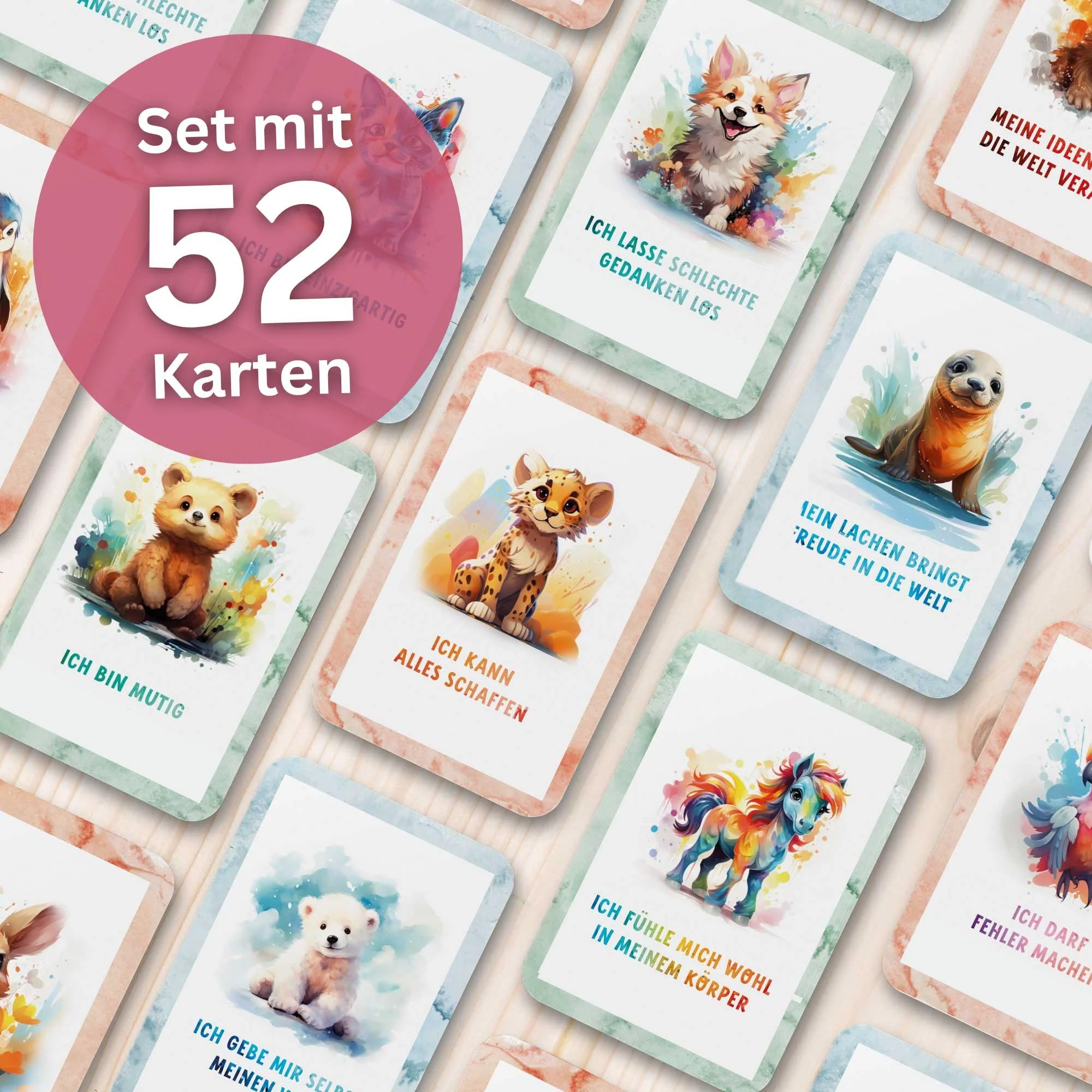 Rabano Art 52 Affirmationskarten für Kinder - Selbstbewusstsein & Achtsamkeit stärken bei Kindern - pädagogisch wertvoll - Gefühlskarten, Motivationskarten für Kinder - Kartenset mit Affirmationen - Image 4