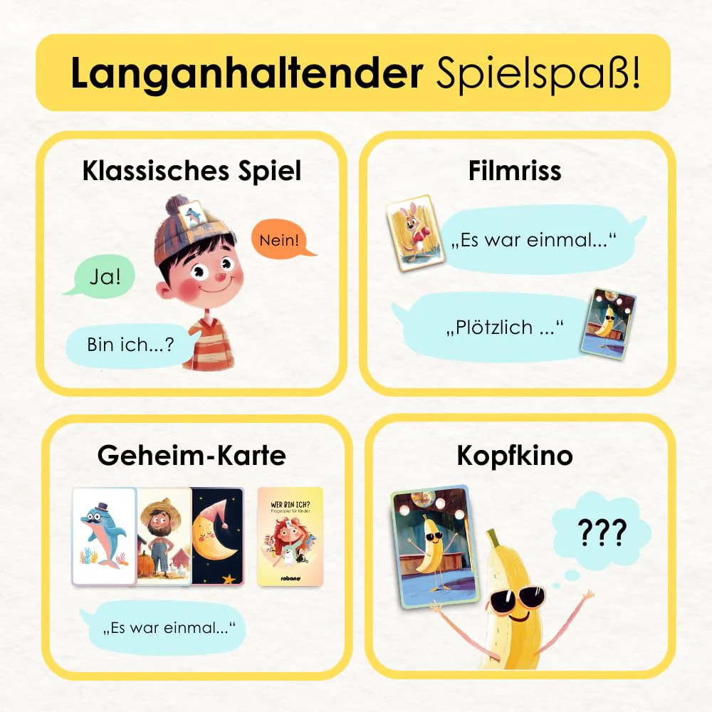 Rabano Art Wer Bin ich? Spiel für Kinder I Lernspiel & Geschenk für Mädchen und Junge I Spiele ab 4, 5, 6, 7, 8, 9 Jahre I Ostergeschenke Kinder I Outdoor Spiel - Image 4