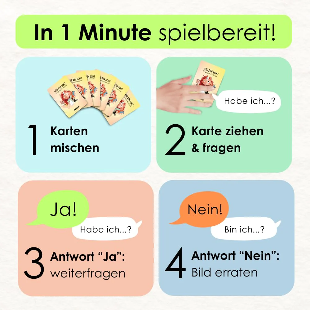 Rabano Art Wer Bin ich? Spiel für Kinder I Lernspiel & Geschenk für Mädchen und Junge I Spiele ab 4, 5, 6, 7, 8, 9 Jahre I Ostergeschenke Kinder I Outdoor Spiel - Image 5
