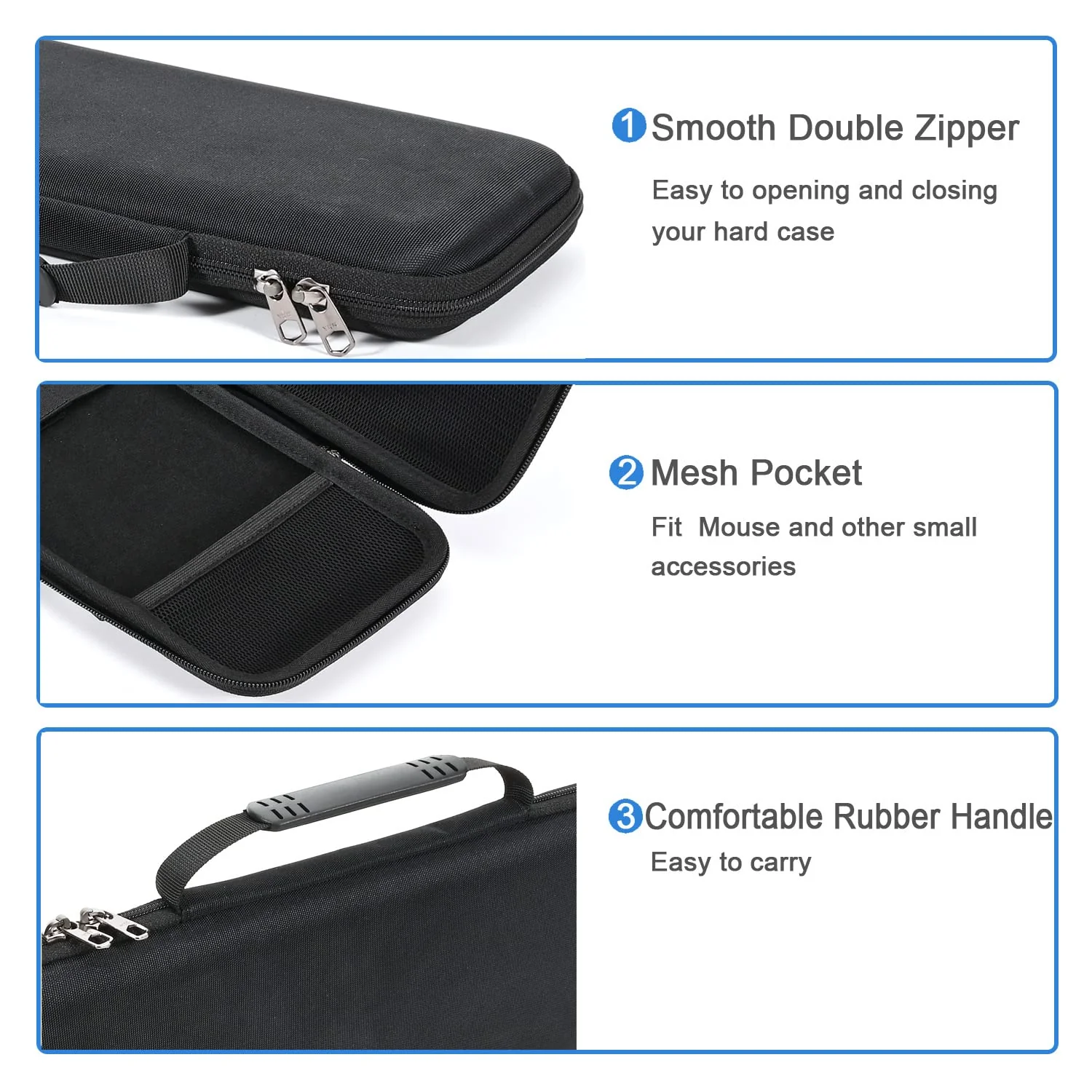 RAIACE Hartschalen-Reisetasche für Logitech K380 Wireless Multi-Device Keyboard und Logitech M350 Mouse Combo. - Schwarz (schwarzes Futter) - Image 5