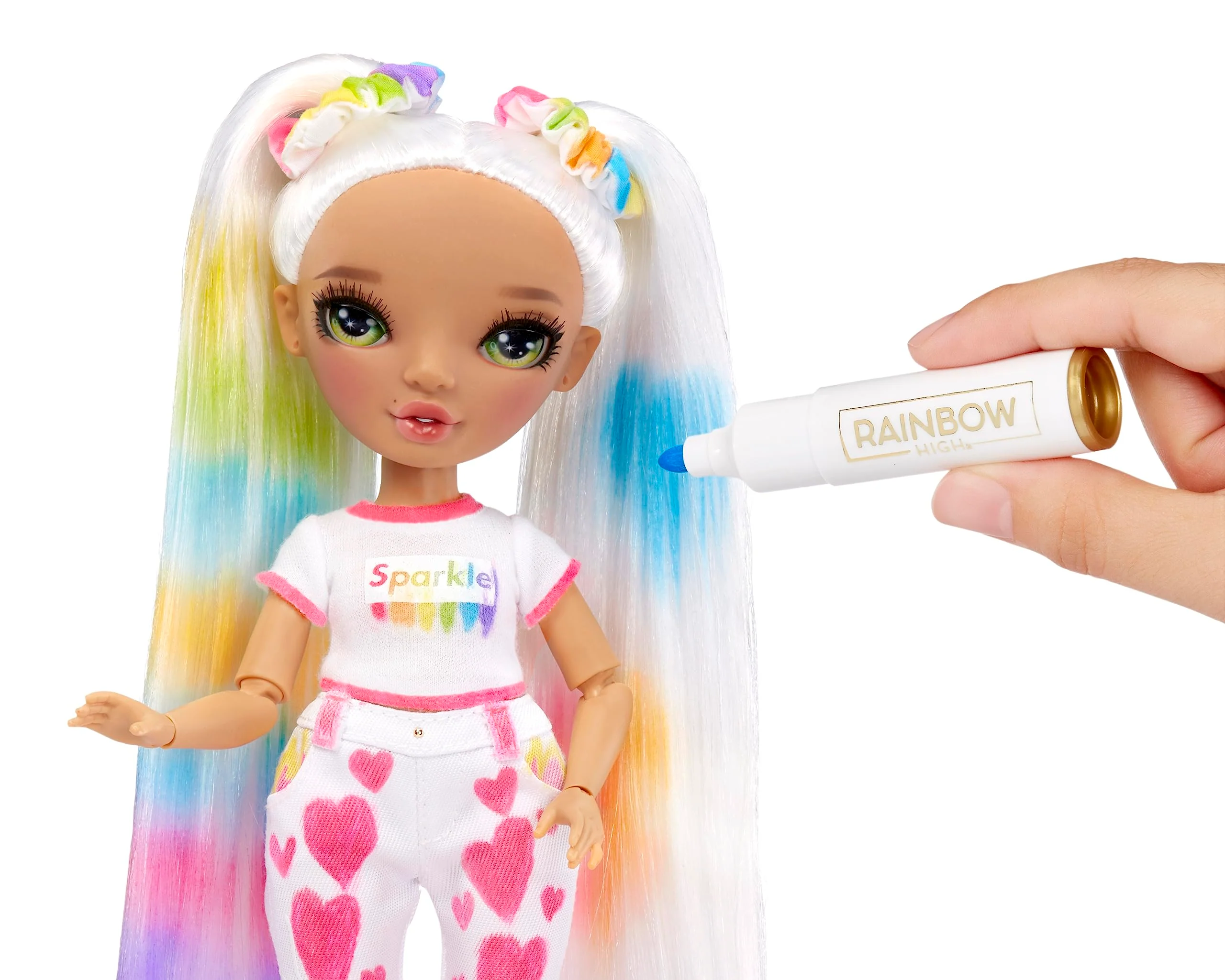 Rainbow High Color & Create DIY Modepuppe - Grüne Augen, Zöpfe, extra Top & Schuhe, abwaschbare Regenbogenstifte - Ausmalen, Gestalten, Spielen, Auswaschen - für Kinder von 4-12 Jahren und Sammler - Image 6