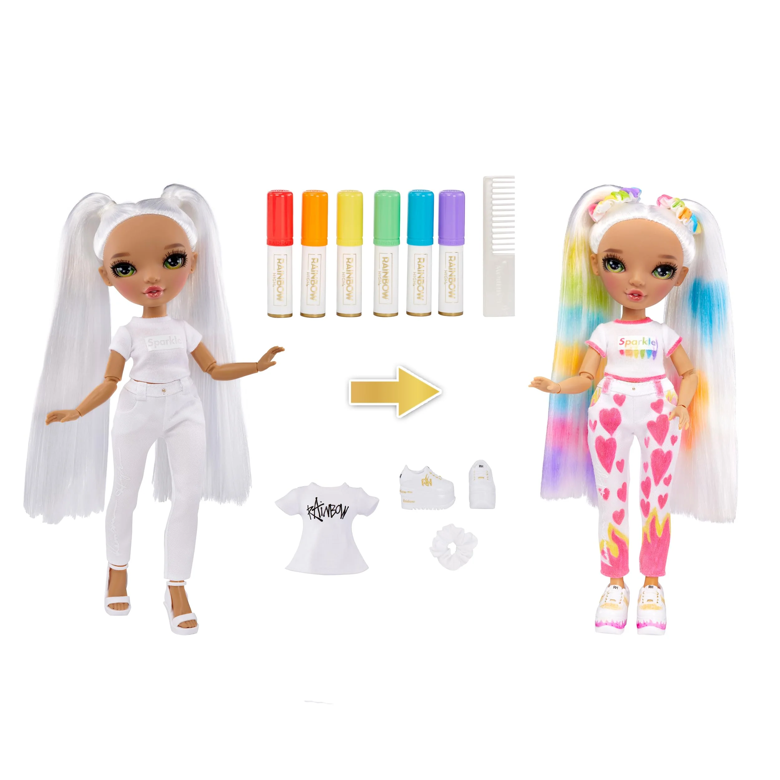 Rainbow High Color & Create DIY Modepuppe - Grüne Augen, Zöpfe, extra Top & Schuhe, abwaschbare Regenbogenstifte - Ausmalen, Gestalten, Spielen, Auswaschen - für Kinder von 4-12 Jahren und Sammler - Image 8