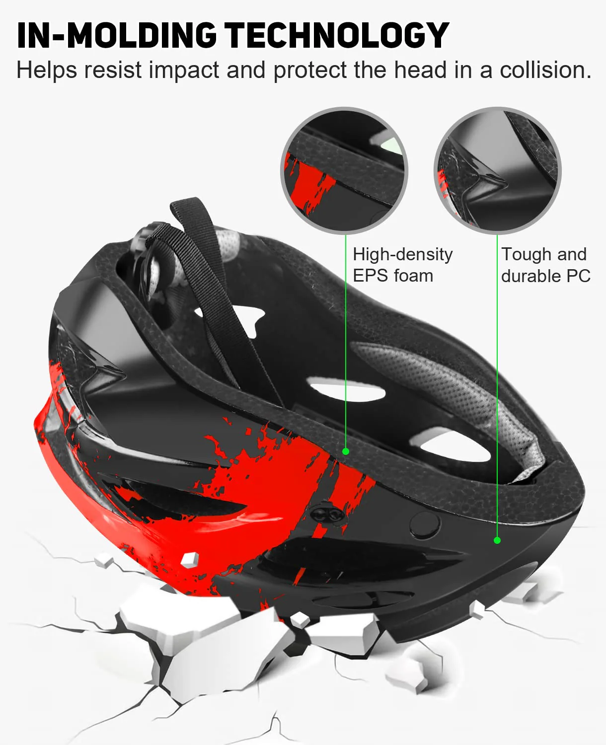 RaMokey Fahrradhelm Erwachsene mit Licht,Radhelm, Cityhelm Urban Fahrradhelm für Herren Damen mit Abnehmbarer Magnetische Schutzbrille Visier, Fahrrad Helm mit 18 Belüftungskanäle57-62cm (Red) - Image 2