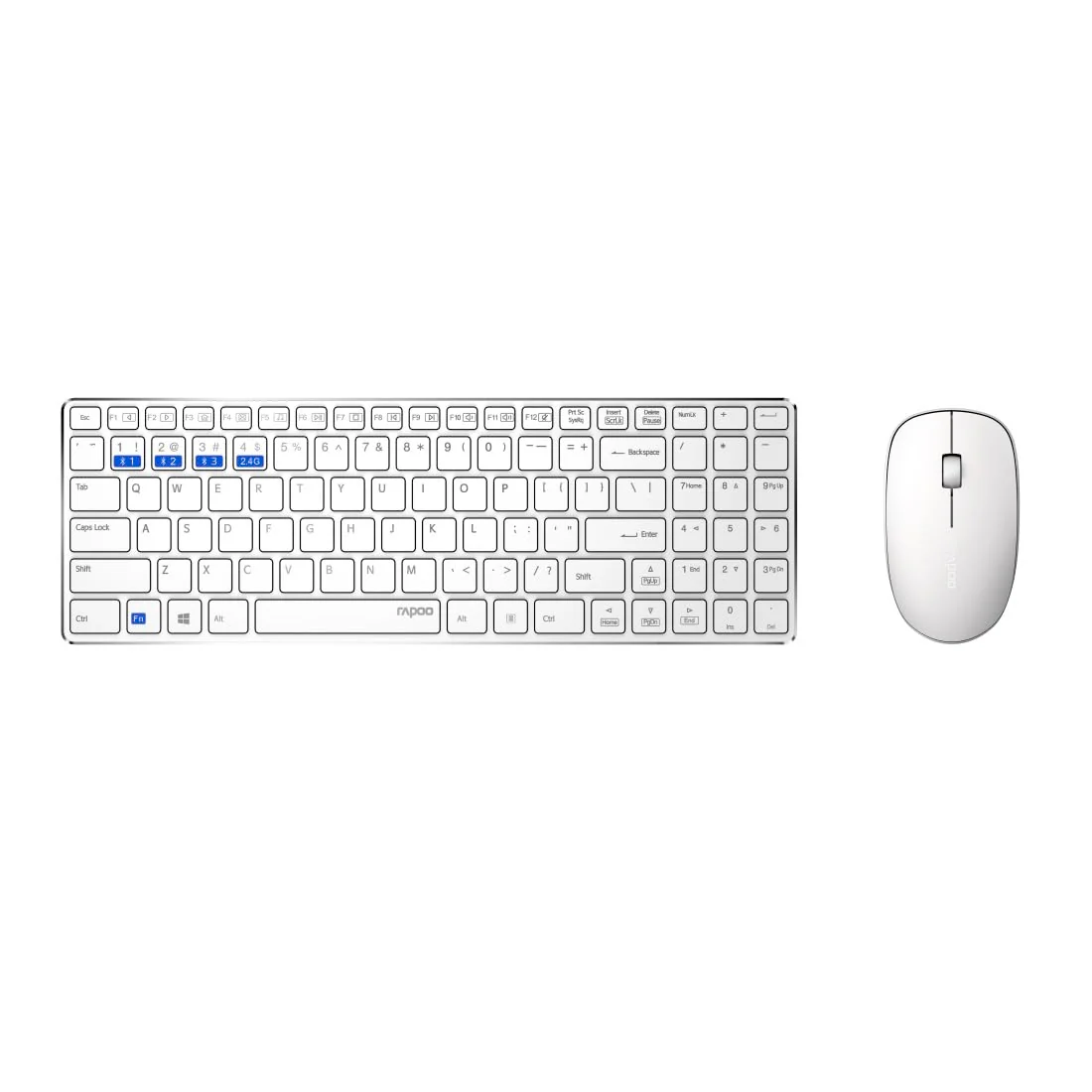 Rapoo 9300M kabelloses Tastatur-Maus Set Wireless Deskset 1300 DPI Sensor 12 Monate Batterielaufzeit kompakt DE-Layout QWERTZ PC & Mac - weiß - Image 2