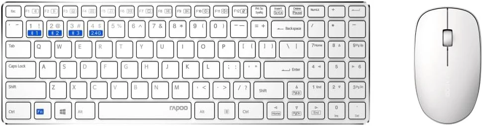 Rapoo 9300M kabelloses Tastatur-Maus Set Wireless Deskset 1300 DPI Sensor 12 Monate Batterielaufzeit kompakt DE-Layout QWERTZ PC & Mac - weiß - Image 3