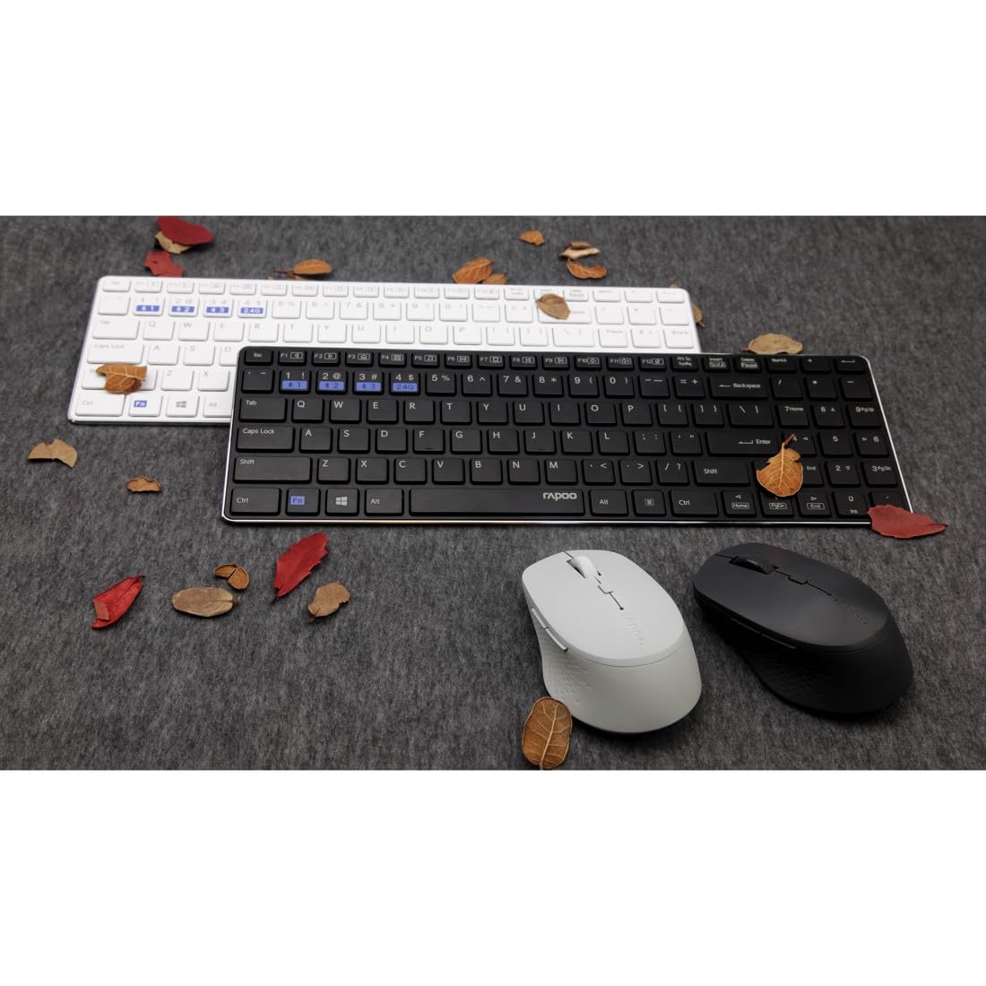 Rapoo 9300M kabelloses Tastatur-Maus Set Wireless Deskset 1300 DPI Sensor 12 Monate Batterielaufzeit kompakt DE-Layout QWERTZ PC & Mac - weiß - Image 5