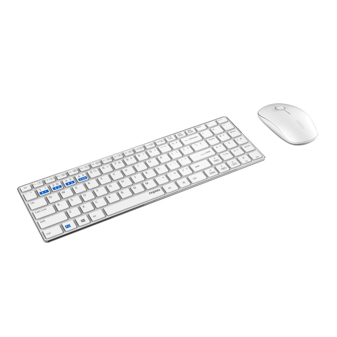 Rapoo 9300M kabelloses Tastatur-Maus Set Wireless Deskset 1300 DPI Sensor 12 Monate Batterielaufzeit kompakt DE-Layout QWERTZ PC & Mac - weiß - Image 8