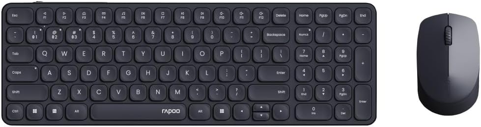 Rapoo 9310M kabelloses Tastatur-Maus Set Wireless Deskset 2400 DPI Sensor bis zu 12 Monate Batterielaufzeit flaches Aluminium Design DE-Layout QWERTZ PC & Mac - schwarz - Image 3