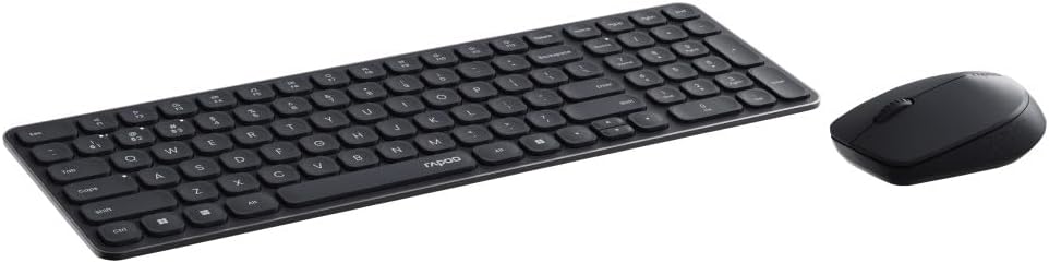 Rapoo 9310M kabelloses Tastatur-Maus Set Wireless Deskset 2400 DPI Sensor bis zu 12 Monate Batterielaufzeit flaches Aluminium Design DE-Layout QWERTZ PC & Mac - schwarz - Image 4