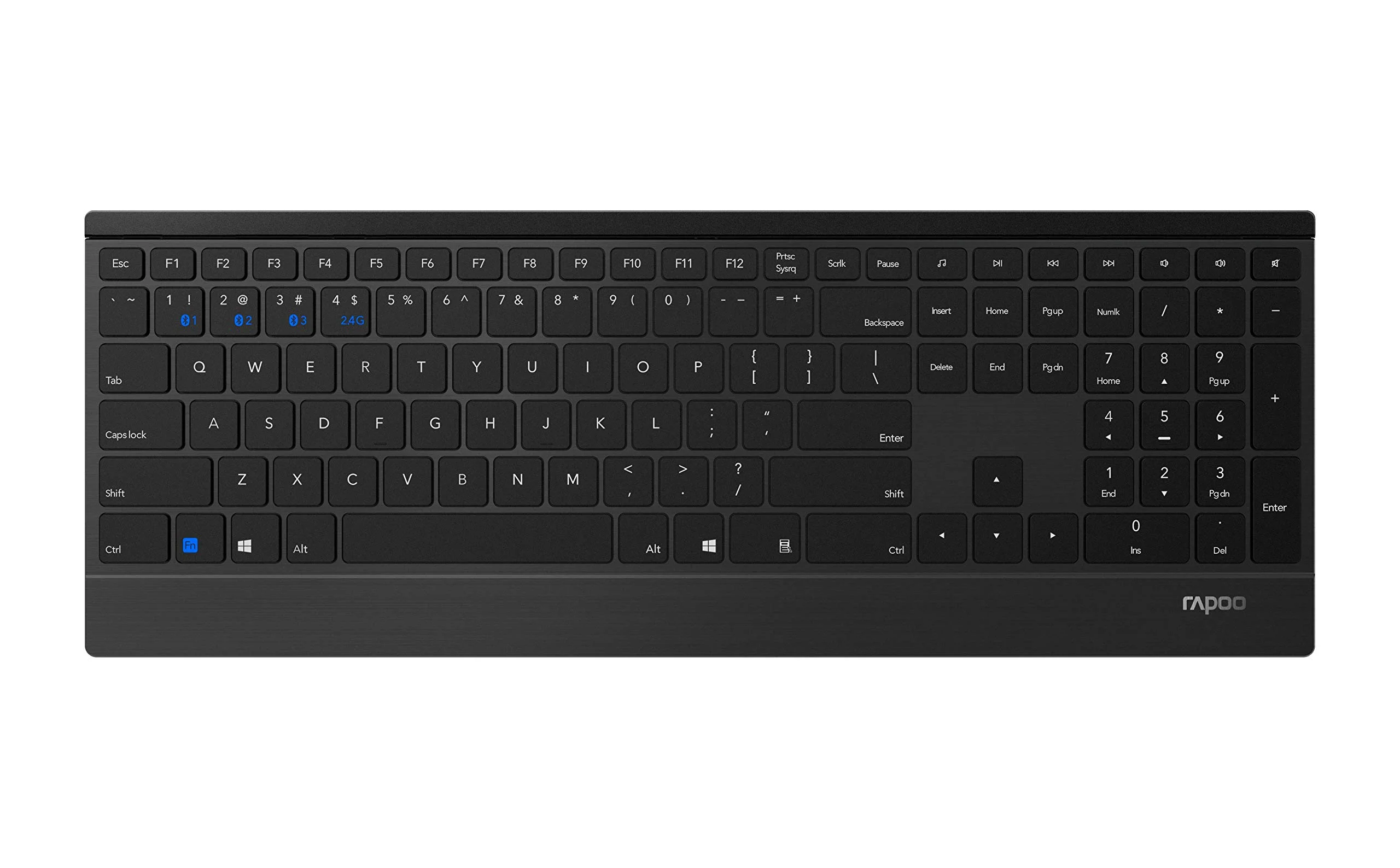 Rapoo 9500M kabelloses Tastatur-Maus Set Wireless Deskset 1600 DPI Sensor 12 Monate Batterielaufzeit flaches Aluminium Design DE-Layout QWERTZ PC & Mac - schwarz - Image 5