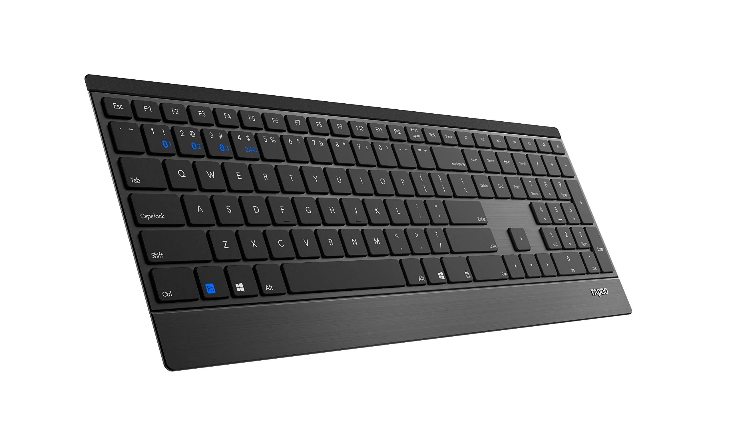 Rapoo 9500M kabelloses Tastatur-Maus Set Wireless Deskset 1600 DPI Sensor 12 Monate Batterielaufzeit flaches Aluminium Design DE-Layout QWERTZ PC & Mac - schwarz - Image 8