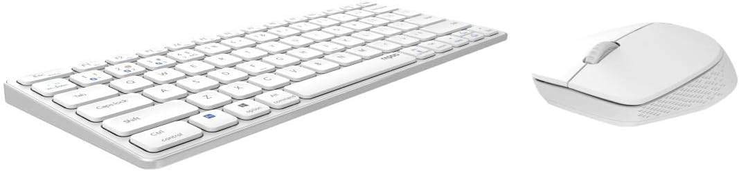 Rapoo 9600M kabelloses Tastatur-Maus Set Wireless Deskset 1300 DPI Sensor wiederaufladbarer Akku flaches Aluminium Design DE-Layout QWERTZ PC & Mac - weiß - Image 7