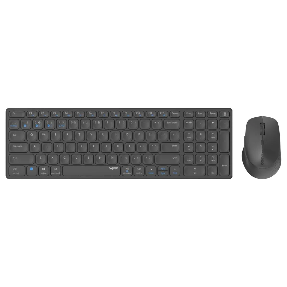 Rapoo 9700M kabelloses Tastatur-Maus Set Wireless Deskset 1600 DPI Sensor wiederaufladbarer Akku flaches Aluminium Design DE-Layout QWERTZ PC & Mac - dark grey - Image 5