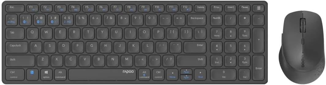 Rapoo 9700M kabelloses Tastatur-Maus Set Wireless Deskset 1600 DPI Sensor wiederaufladbarer Akku flaches Aluminium Design DE-Layout QWERTZ PC & Mac - dark grey - Image 6