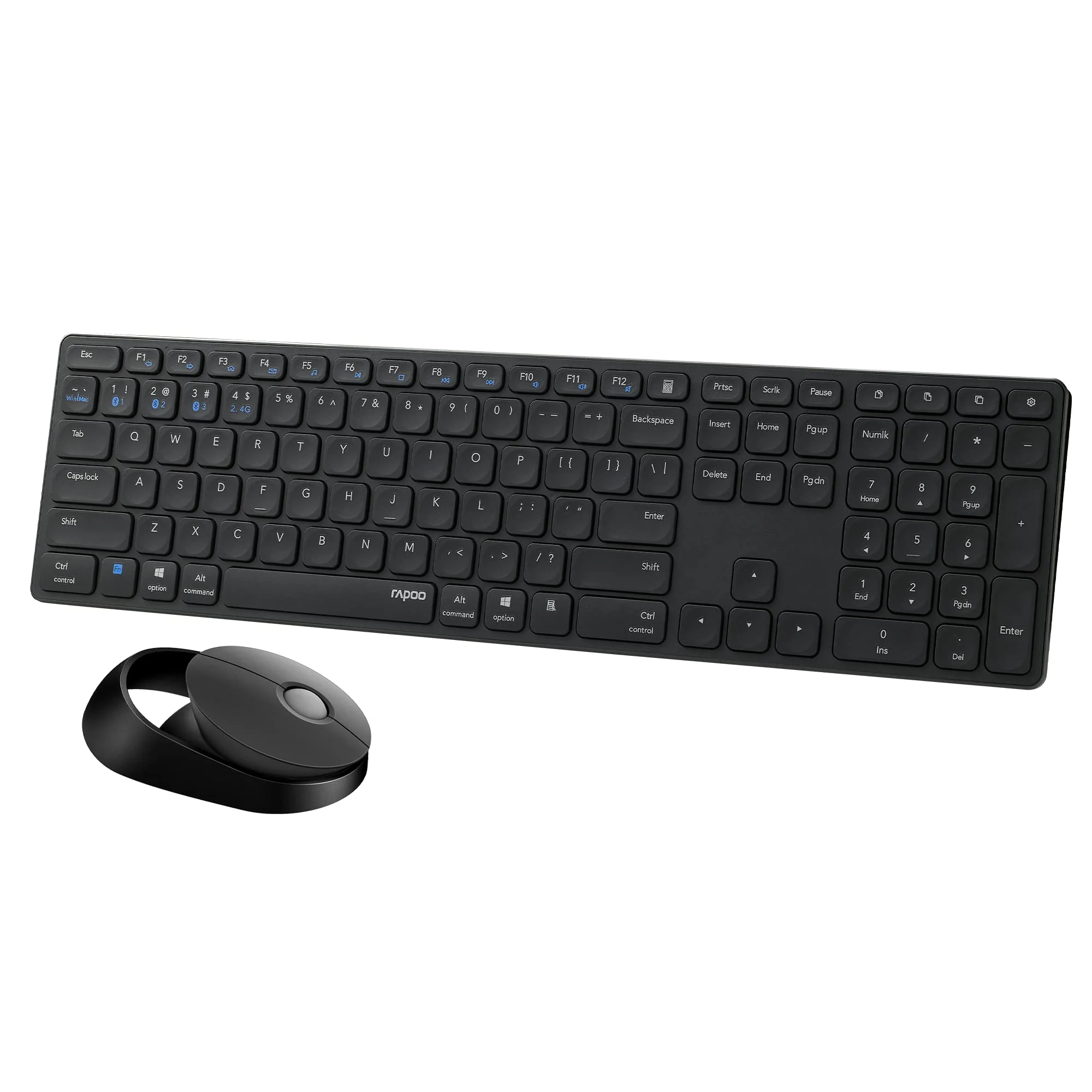 Rapoo 9750M kabelloses Tastatur-Maus Set Wireless Deskset 1600 DPI Sensor wiederaufladbarer Akku flaches Aluminium Design DE-Layout QWERTZ PC & Mac - dunkelgrau - Image 7