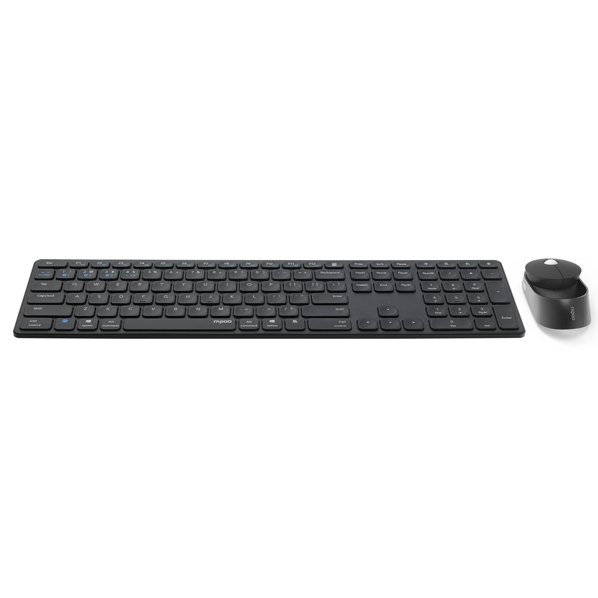 Rapoo 9850M kabelloses Tastatur-Maus Set Wireless Deskset 1600 DPI Sensor wiederaufladbarer Akku flaches Aluminium Design DE-Layout QWERTZ PC & Mac - dunkelgrau - Image 11