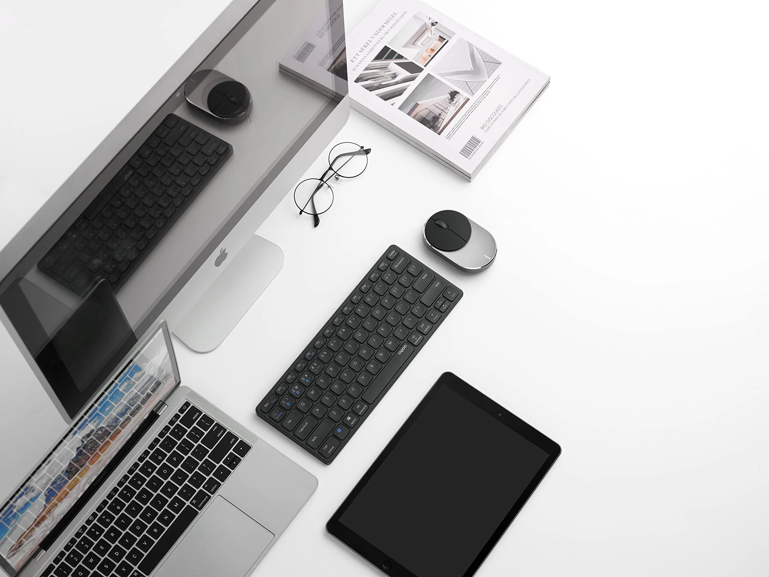Rapoo E9600M kabellose Tastatur wireless Keyboard flaches Aluminium Design umweltfreundlicher wiederaufladbarer Akku DE-Layout QWERTZ PC & Mac - dark grey - Image 2