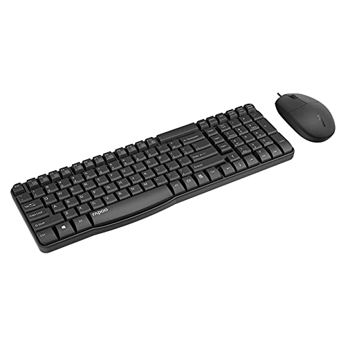 Rapoo NX1820 kabelgebundenes Tastatur-Maus Set Deskset 1600 DPI Sensor einfache Installation ergonomisch für Links- und Rechtshänder DE-Layout QWERTZ PC & Mac - schwarz