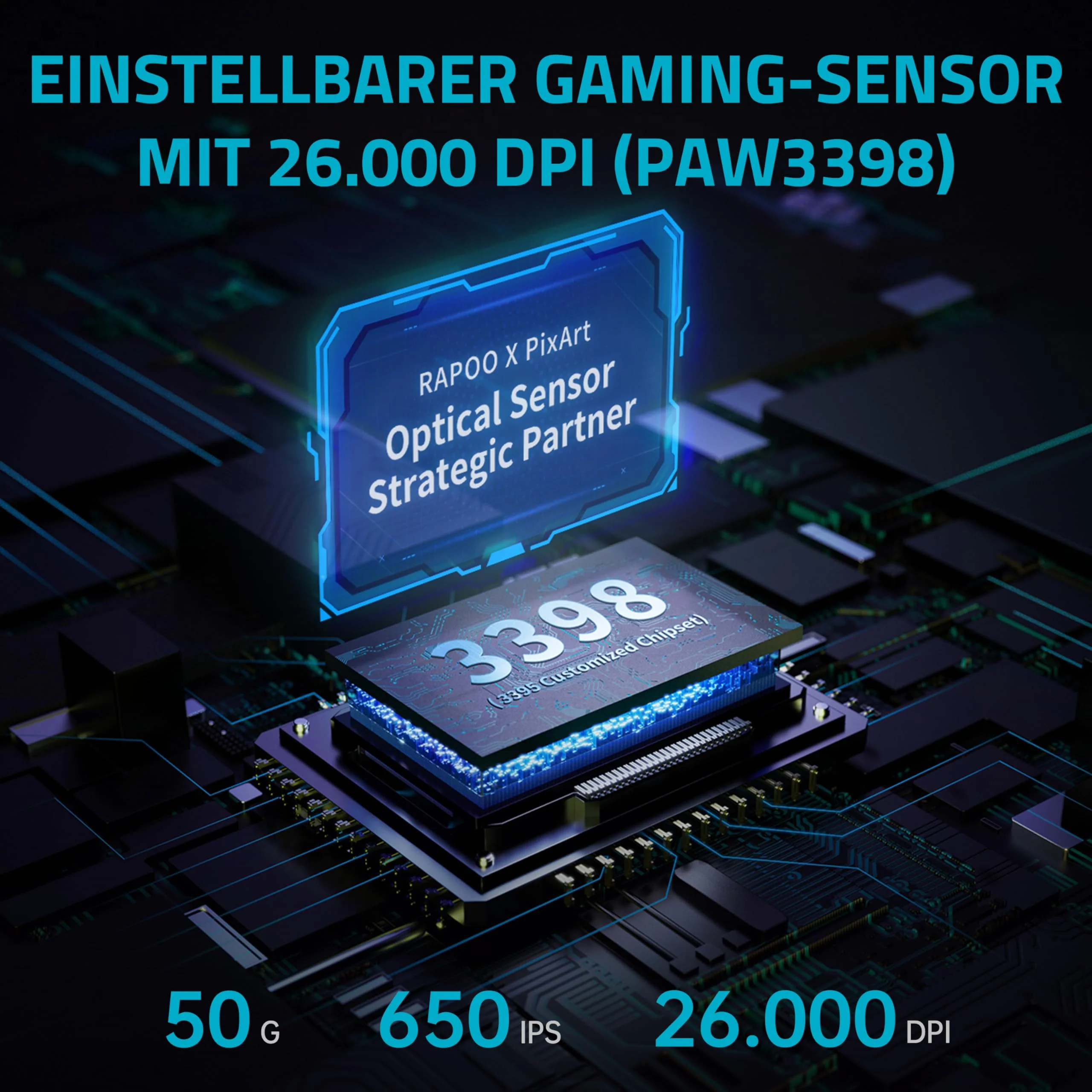 Rapoo VT0PRO kabellose 2,4 GHz High-Performance Gaming-Maus mit 26000 DPI optischem Sensor, 50 G Beschleunigung, 650 IPS, bis zu 160h Akkulaufzeit, PC/Mac - Schwarz - Image 4