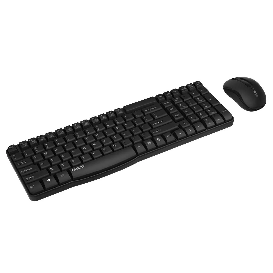 Rapoo X1800S kabelloses Tastatur-Maus Set Wireless Deskset 1000 DPI Sensor 12 Monate Batterielaufzeit ergonomisch für Links- und Rechtshänder DE-Layout QWERTZ PC & Mac - schwarz, Kompakt - Image 2