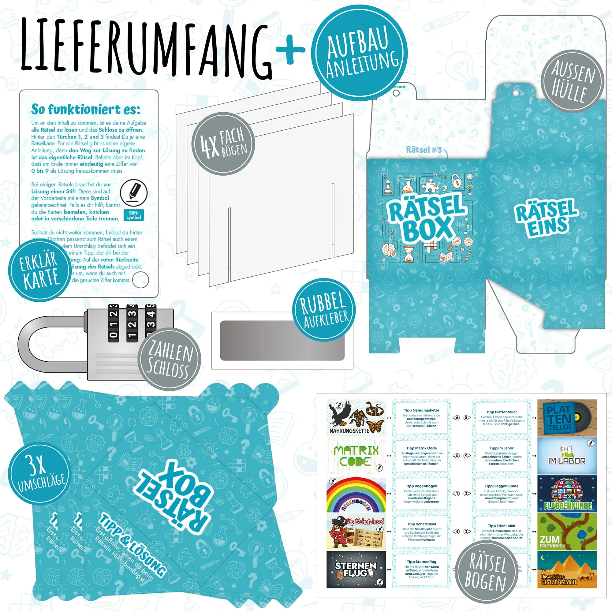 Rätselbox - Geschenkbox: 3 Rätsel lösen zum Öffnen - Ähnlichkeit mit Exit Game - Geschenkverpackung für Geldgeschenk oder kleine Geschenke - Image 2
