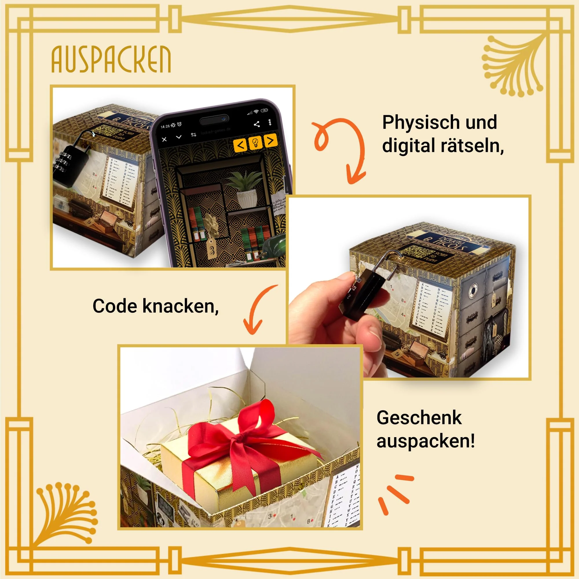 Rätselbox – Geschenkbox als Escape Room – Detektiv-Abenteuer für Zuhause – Geschenkidee als Rätsel – Perfekt für Rätselliebhaber, Gutscheine, Geldgeschenke & mehr - Image 7