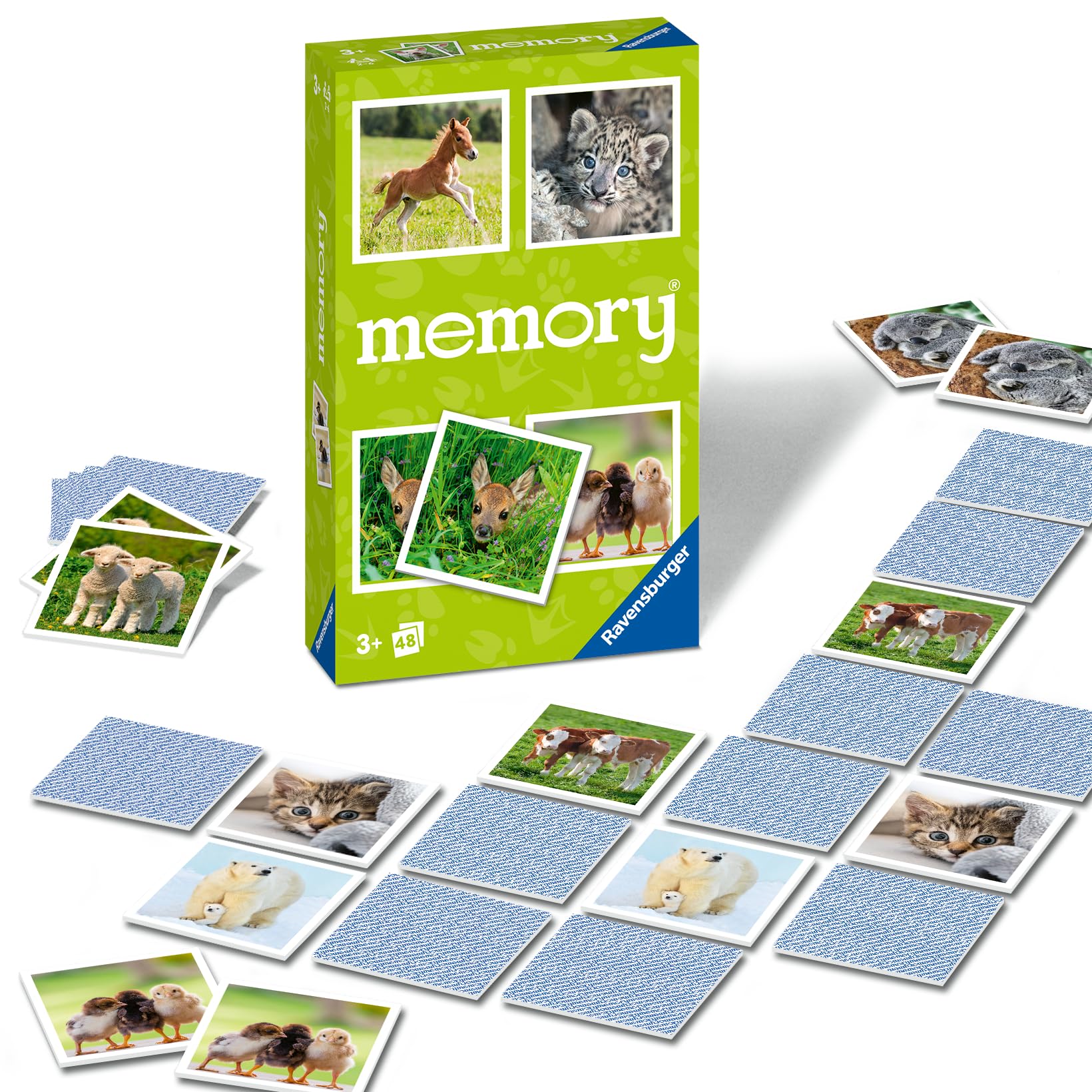 Ravensburger 22458 - Tierbaby Memory®, der Spieleklassiker für Tierfans, Merkspiel für 2-6 Spieler ab 3 Jahren