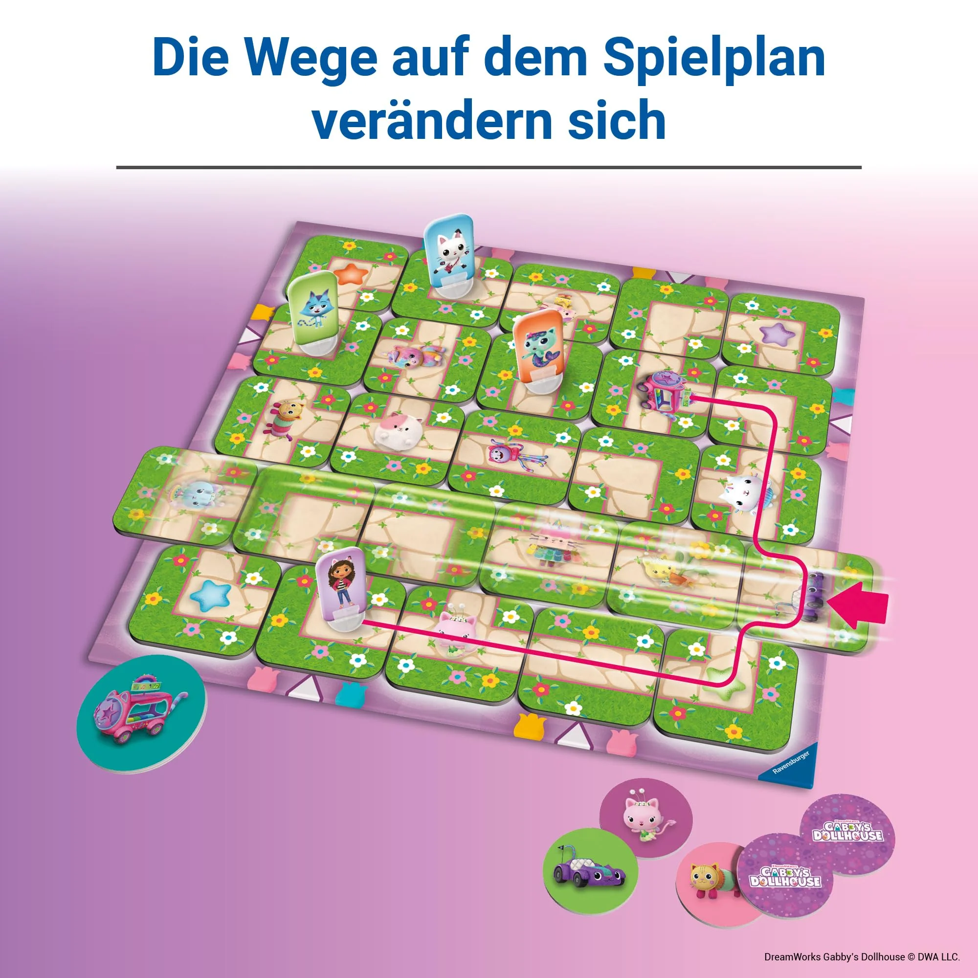 Ravensburger 22648 Gabby's Dollhouse Junior Labyrinth - Brettspiel-Klassiker als Junior Version für Fans der beliebten Serie, Gesellschaftsspiel für 2 bis 4 Spieler ab 4 Jahren - Image 4