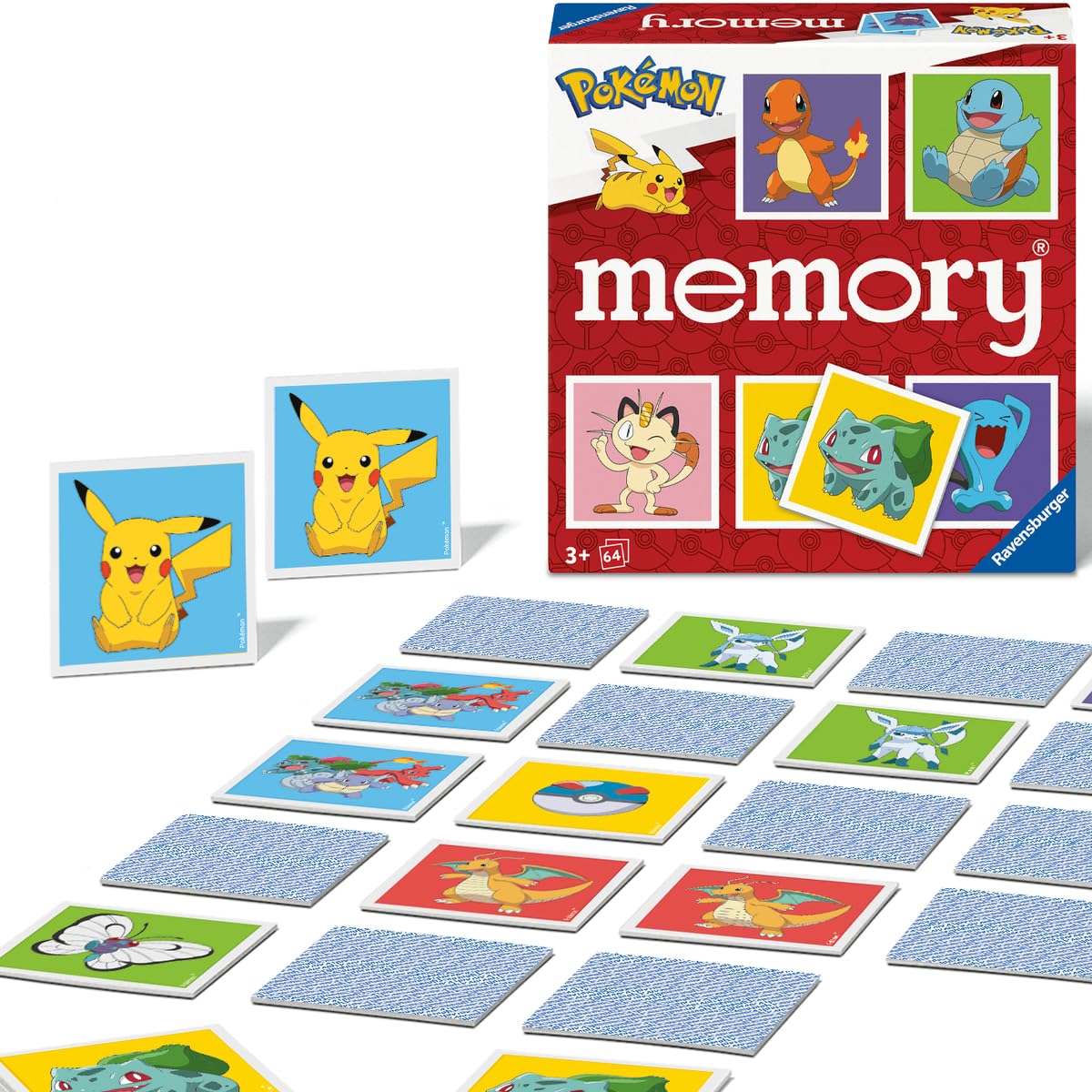 Ravensburger 24853 Memory® Pokémon - Das weltbekannte Gedächtnisspiel mit 32 Kartenpaaren, für 2-8 Pokémon-Fans ab 3 Jahren - Image 2