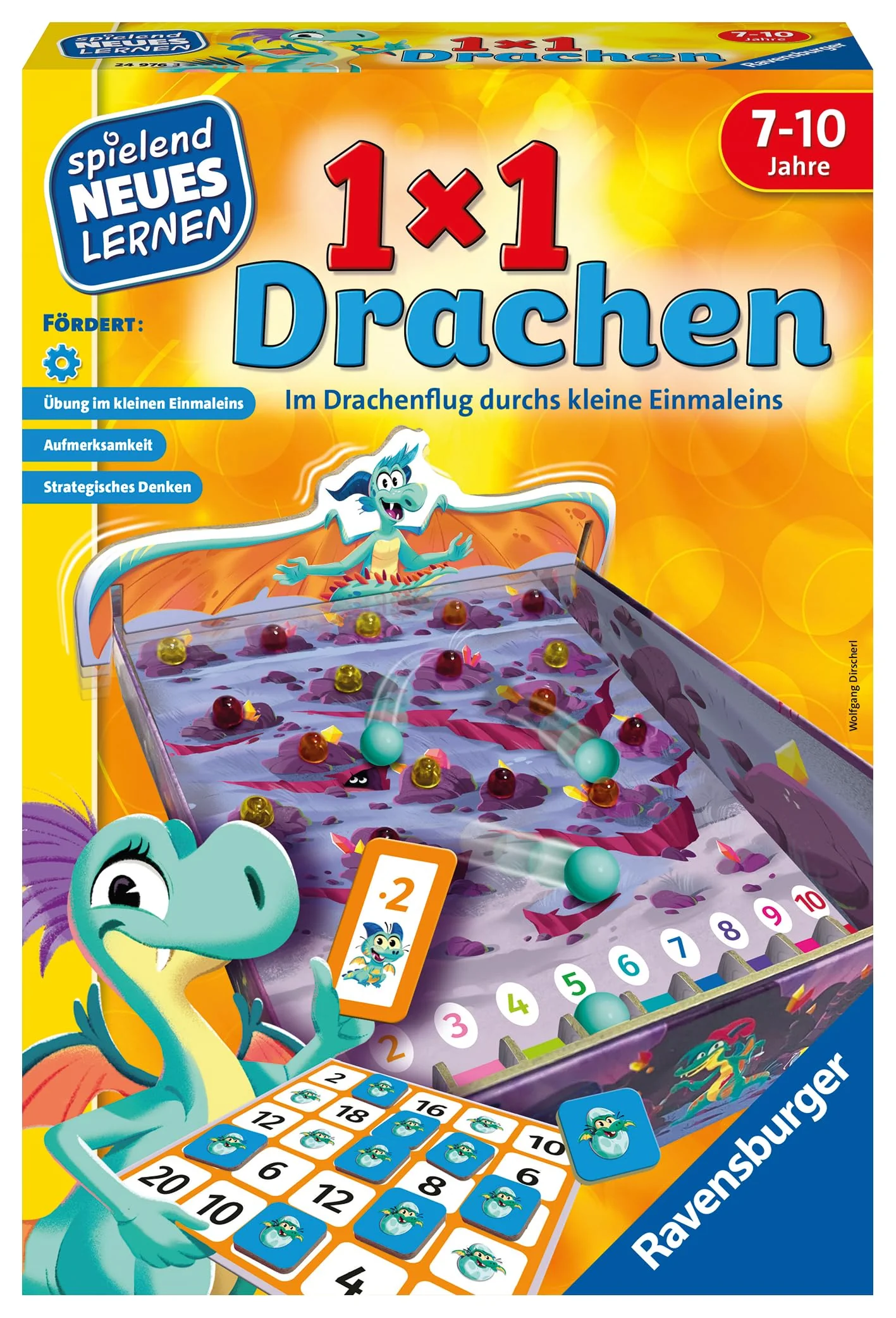 Ravensburger 24976-1x1 Drachen - Lernspiel für Kinder, Rechenspiel für Kinder von 7-10 Jahren, für 2-4 Spieler, Zahlenraum 1-100, kleines Einmaleins - Geburtstagsgeschenke